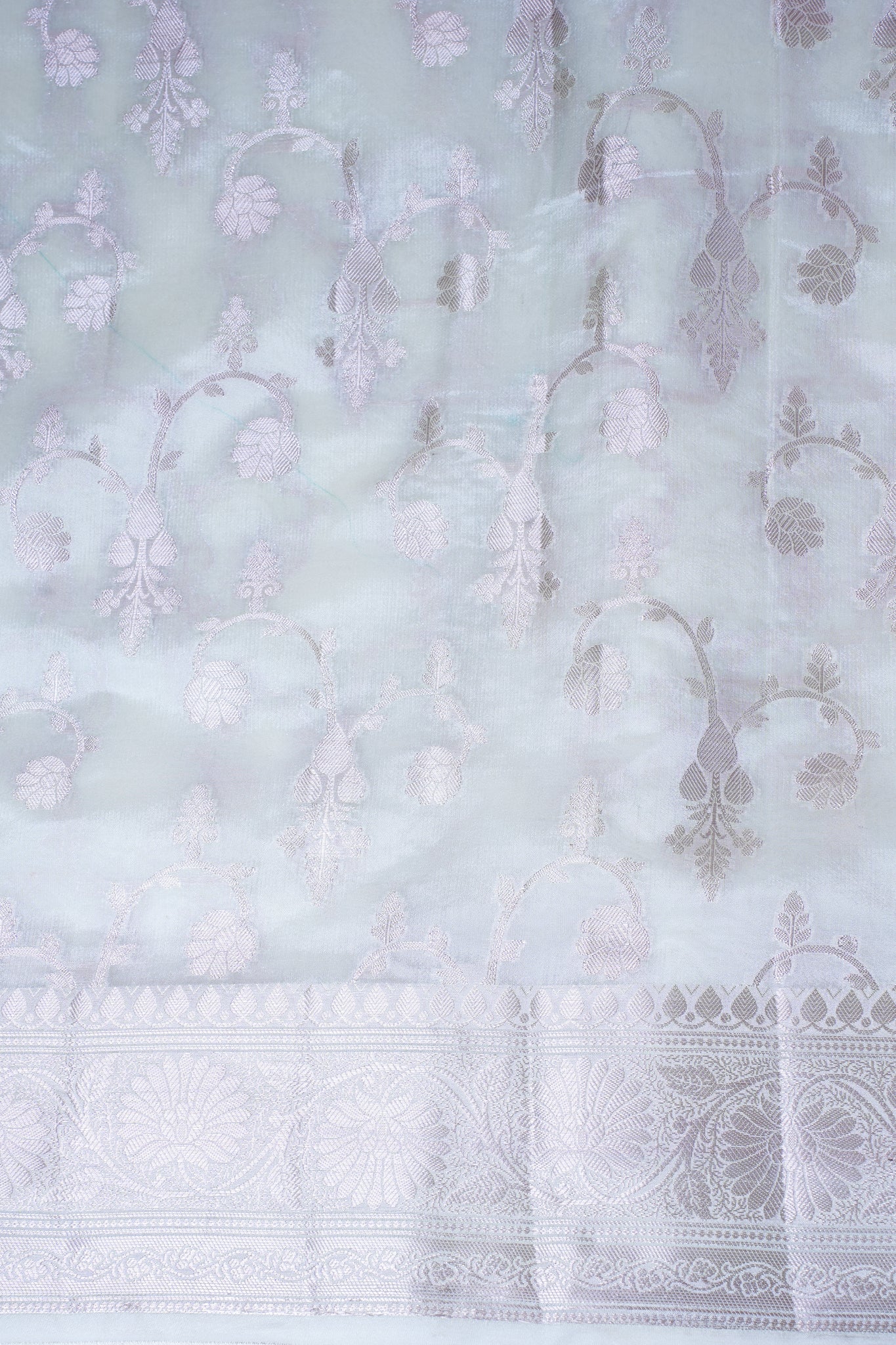 Pearl White Warm Silk Banarasi Buta Saree