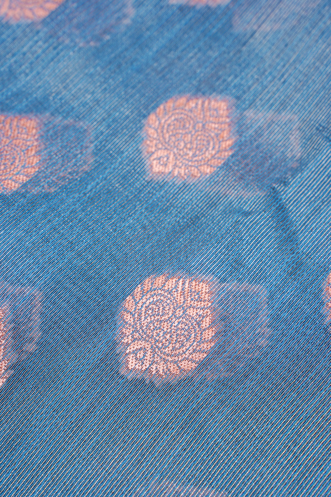 Teal Banarasi Copper Buta Saree