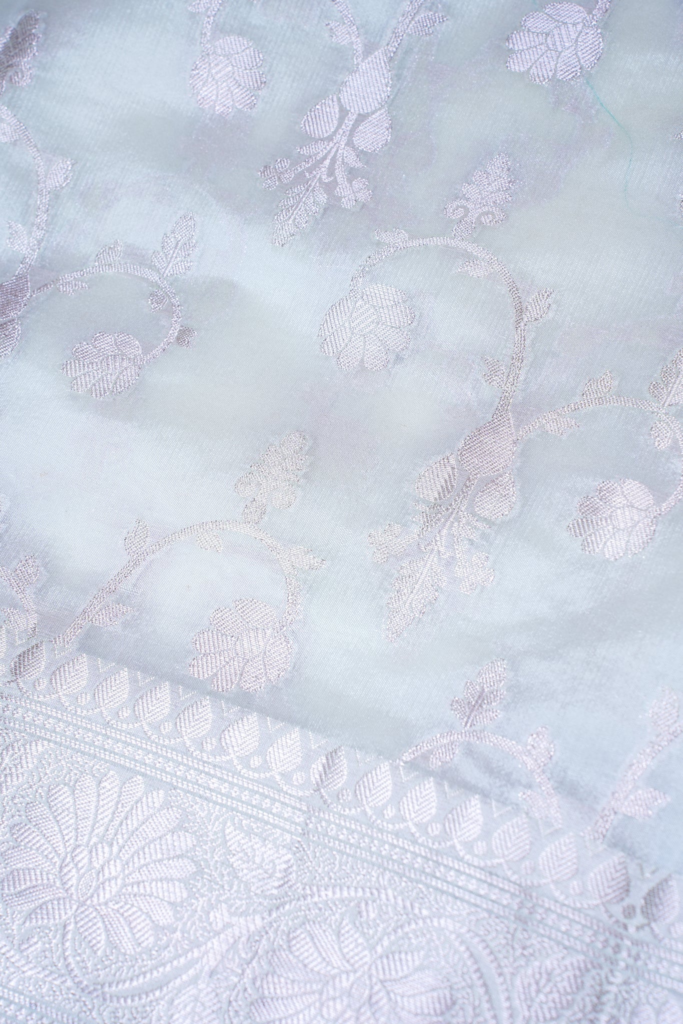 Pearl White Warm Silk Banarasi Buta Saree