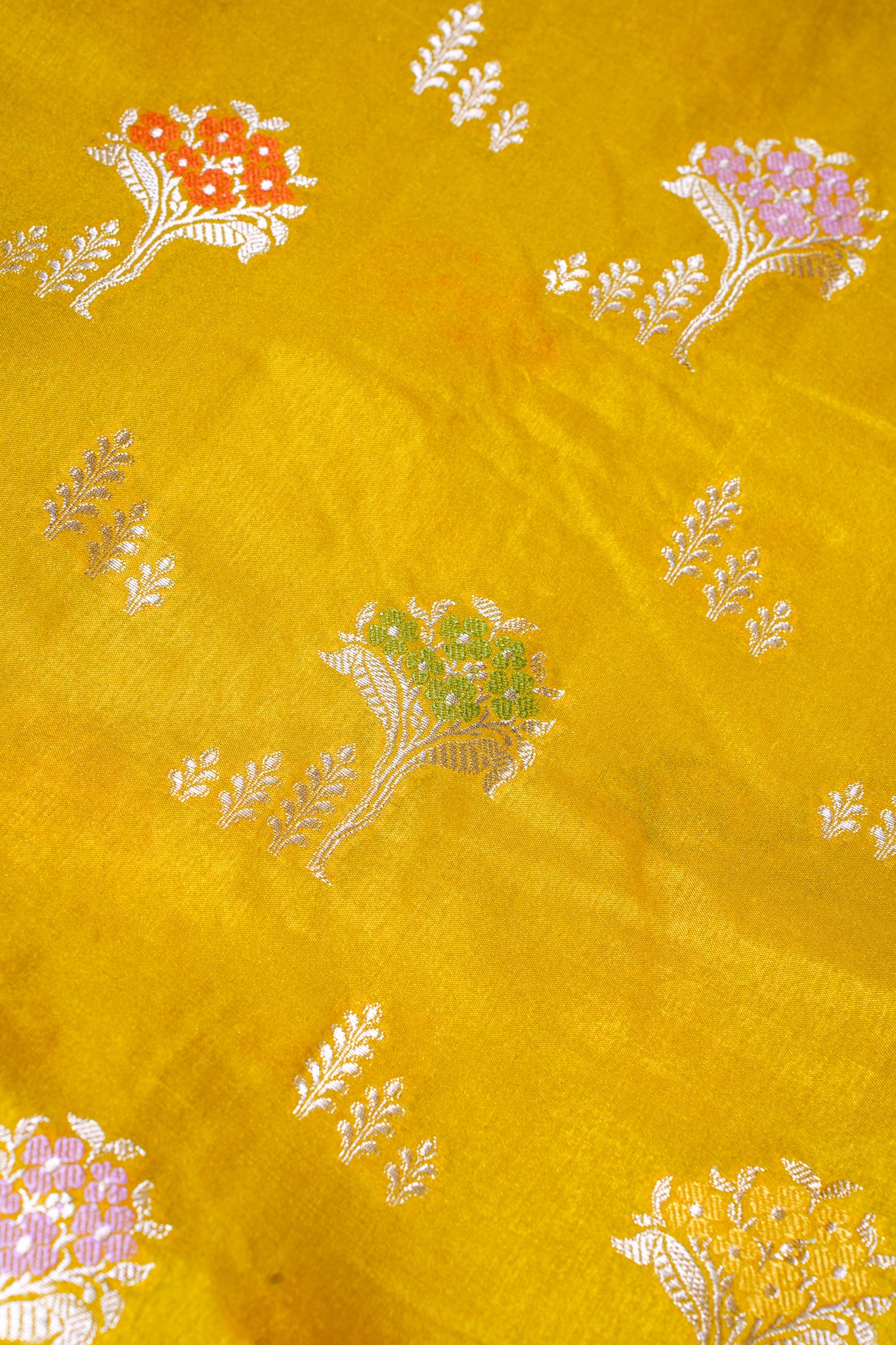 Yellow Warm Silk Banarasi Minakari Buta Saree
