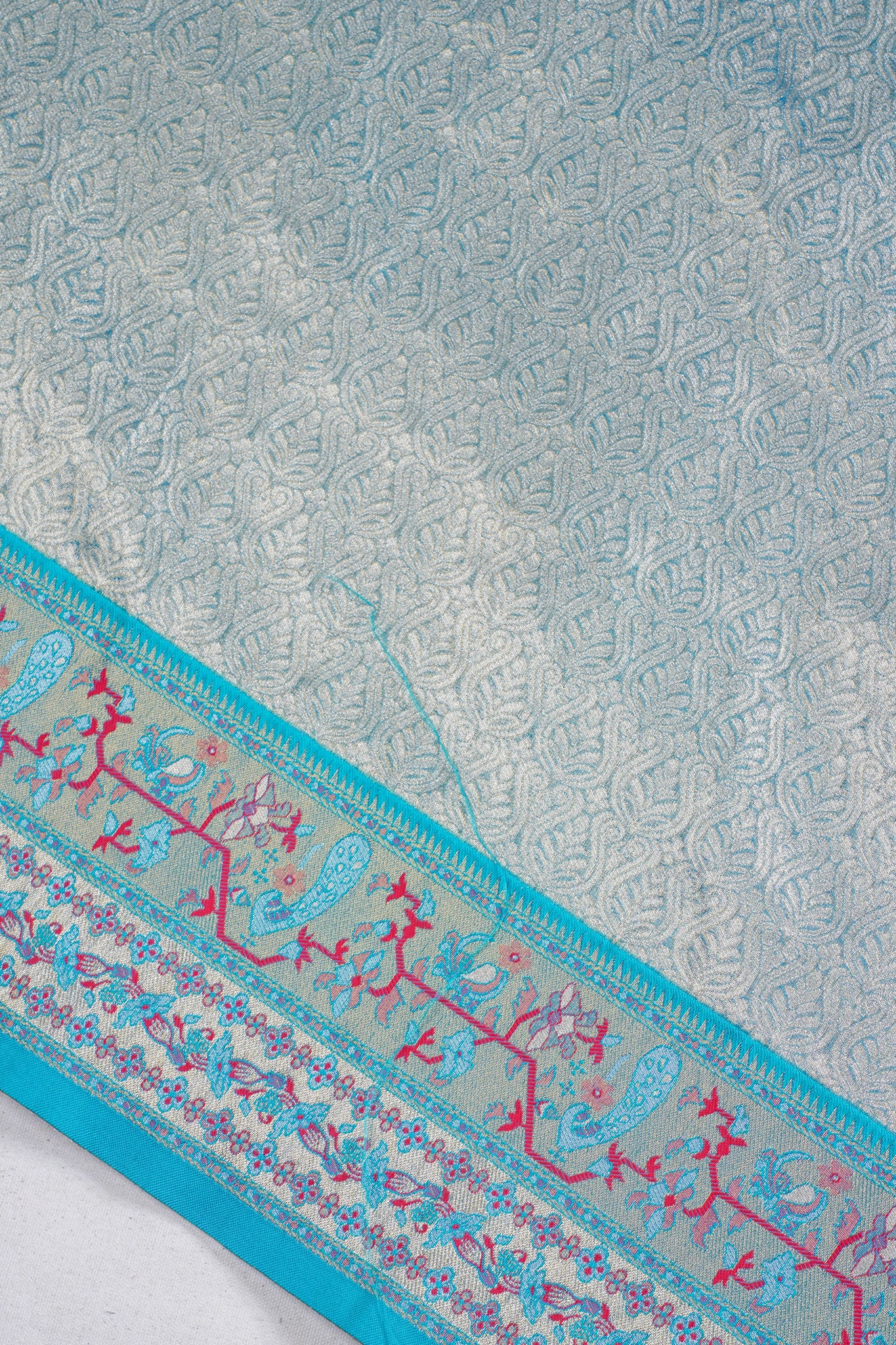 turquoise blue brocade Banarasi saree