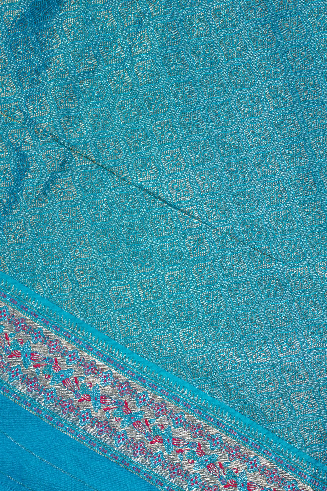 turquoise blue brocade Banarasi saree