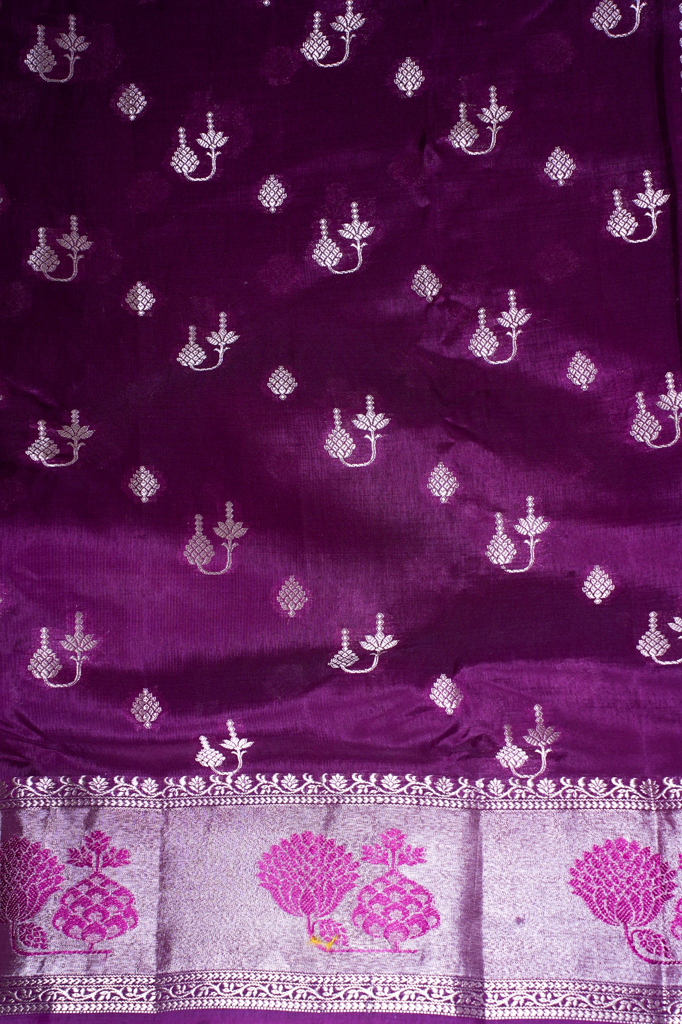 Plum Purple Warm Silk Banarasi Buta Saree