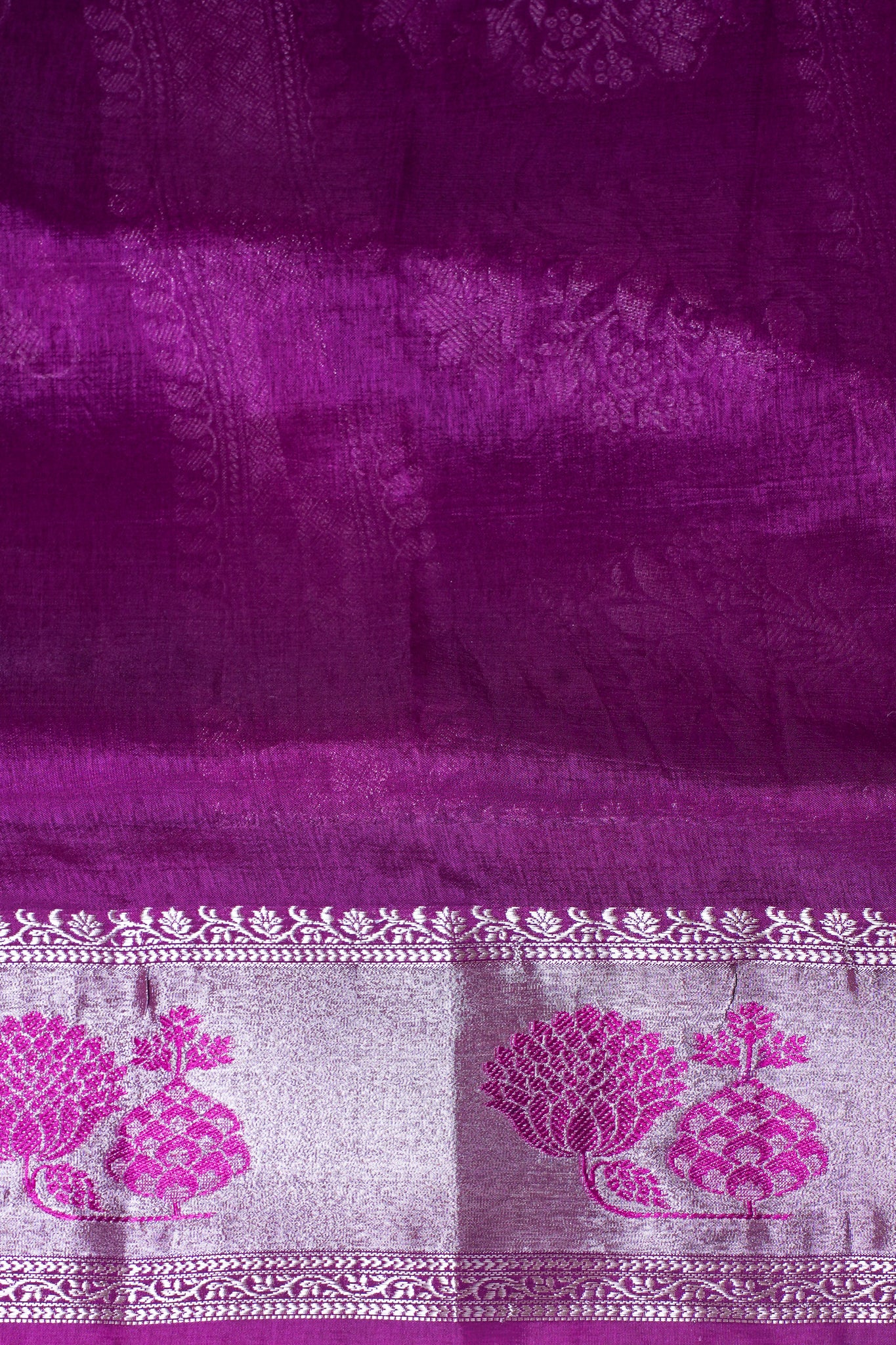 Plum Purple Warm Silk Banarasi Buta Saree