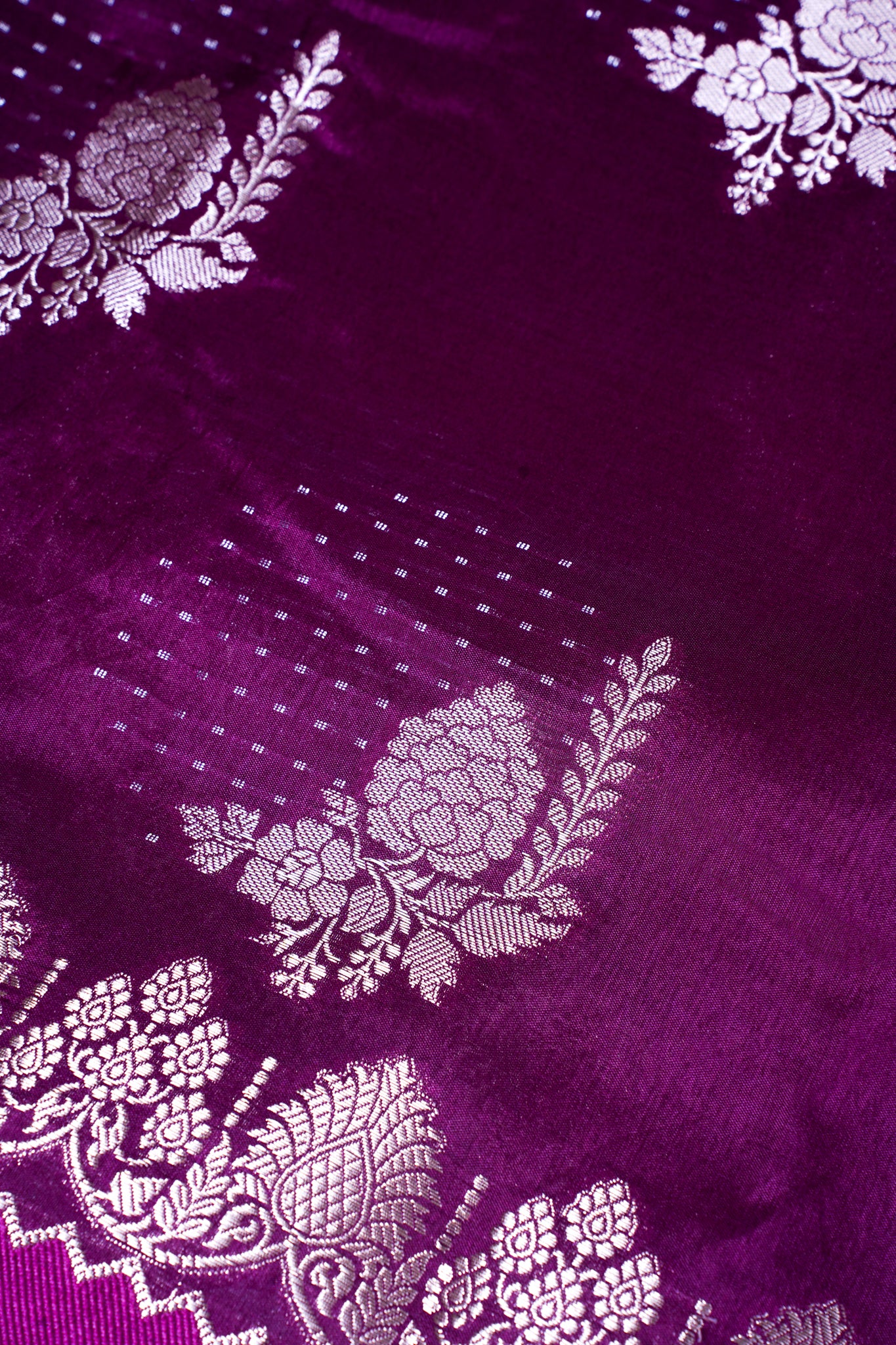 Plum Purple Warm Silk Banarasi Buta Saree