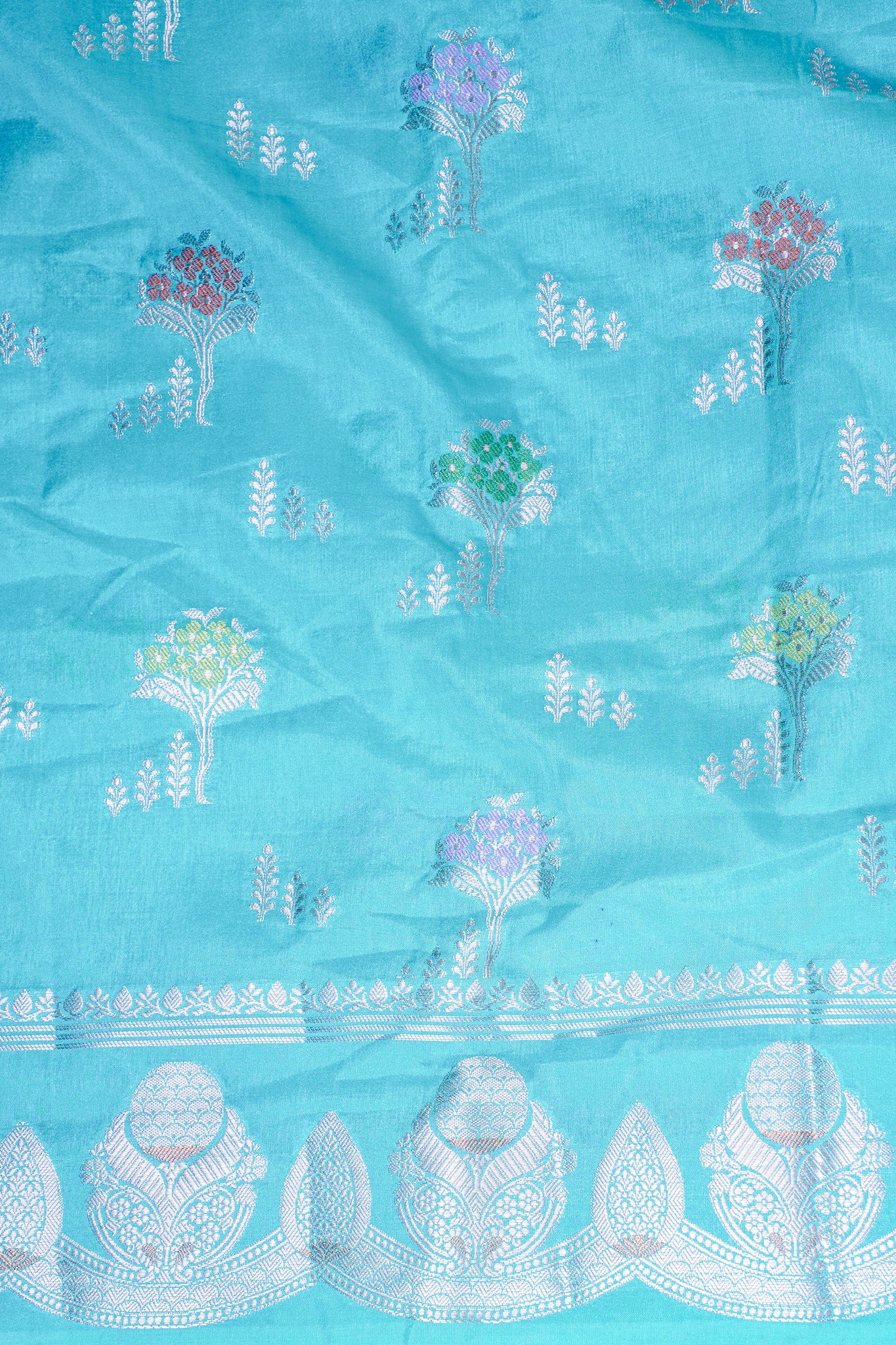 Aqua Blue Warm Silk Banarasi Minakari Buta Saree
