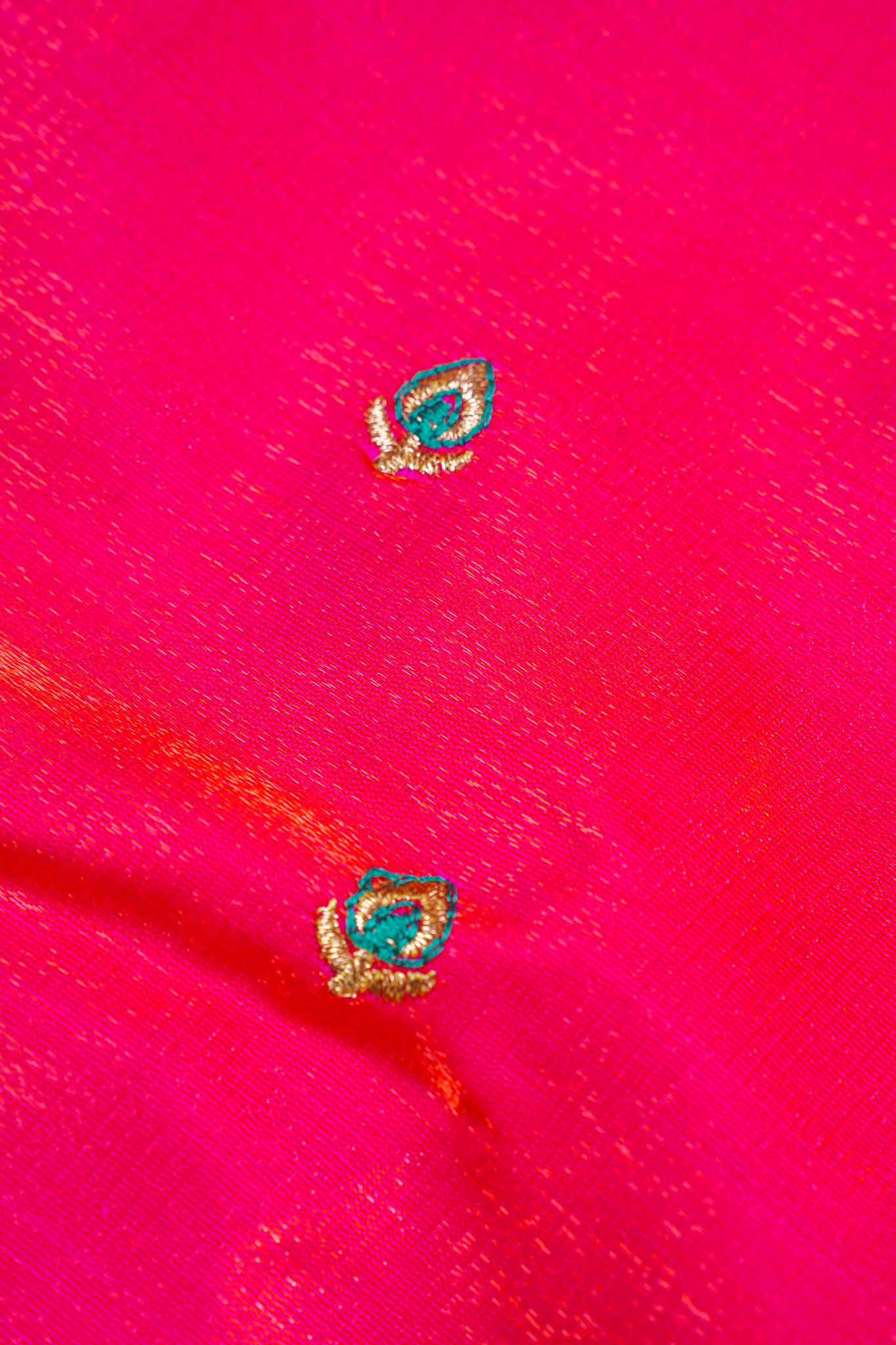Red Banarasi Satin Silk Saree with zari embroidery buti work