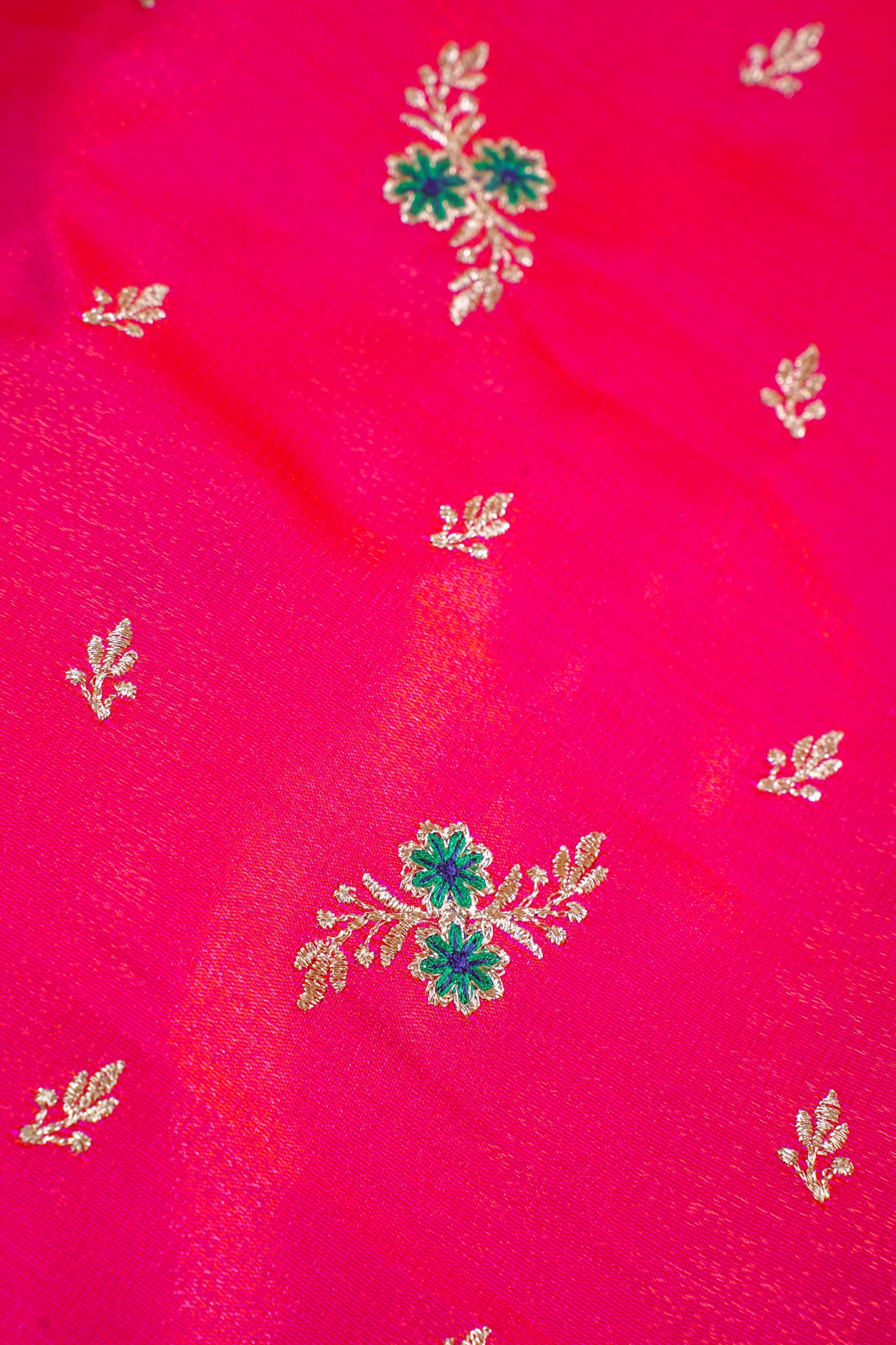 Crimson Red Banarasi Satin Silk Saree with Zari Embroidery Buti Work