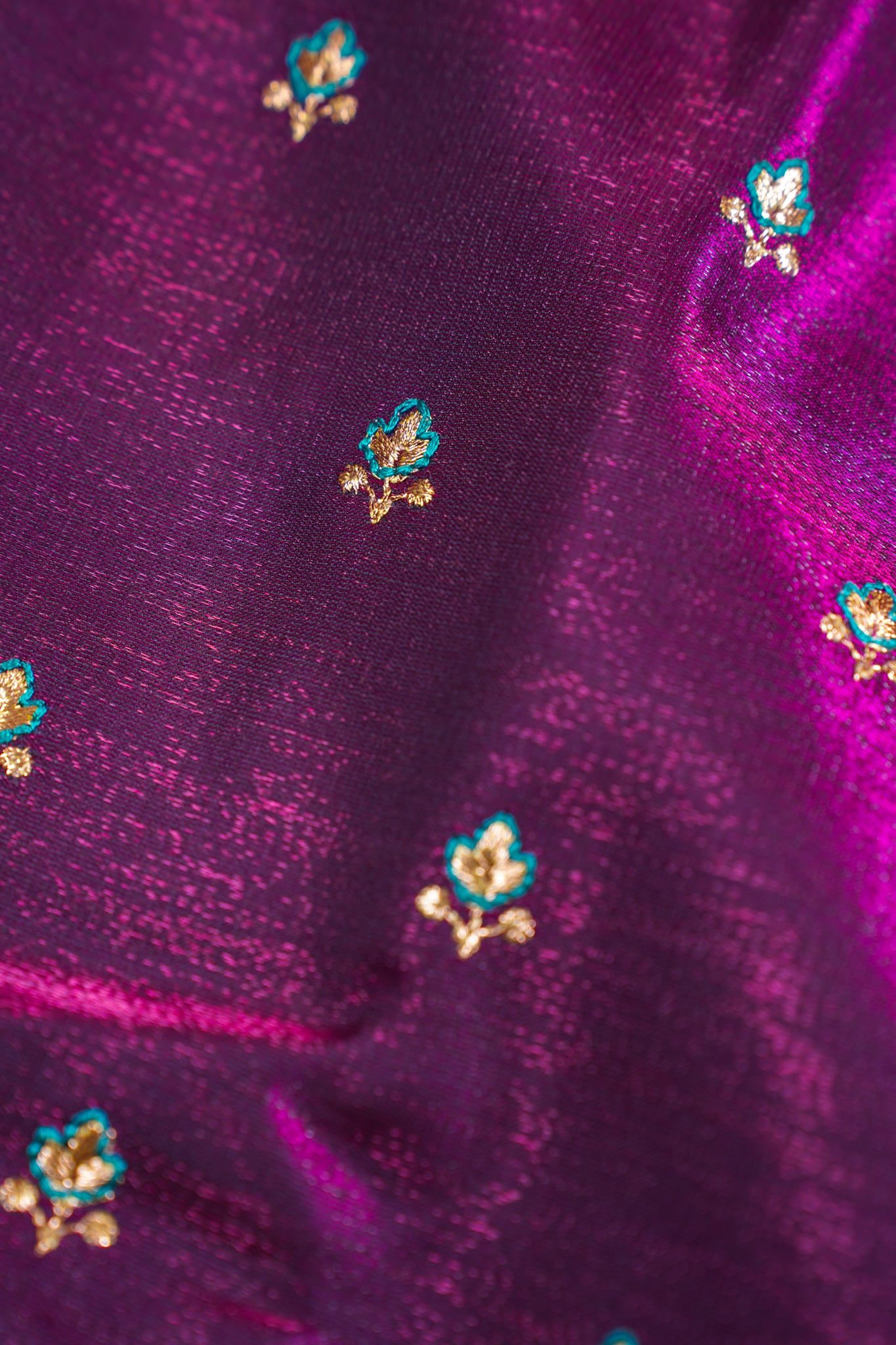 Deep Wine Banarasi Satin Silk Saree with Zari Embroidery Buti Work