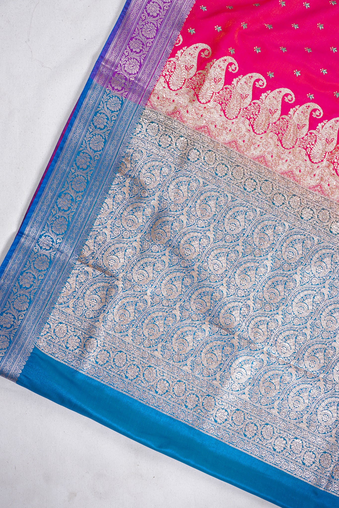 Radiant Red Banarasi Satin Silk Saree with Zari Embroidery Buti Work