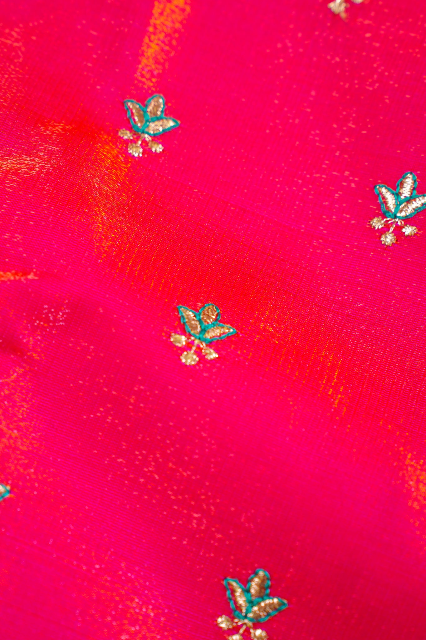 Radiant Red Banarasi Satin Silk Saree with Zari Embroidery Buti Work