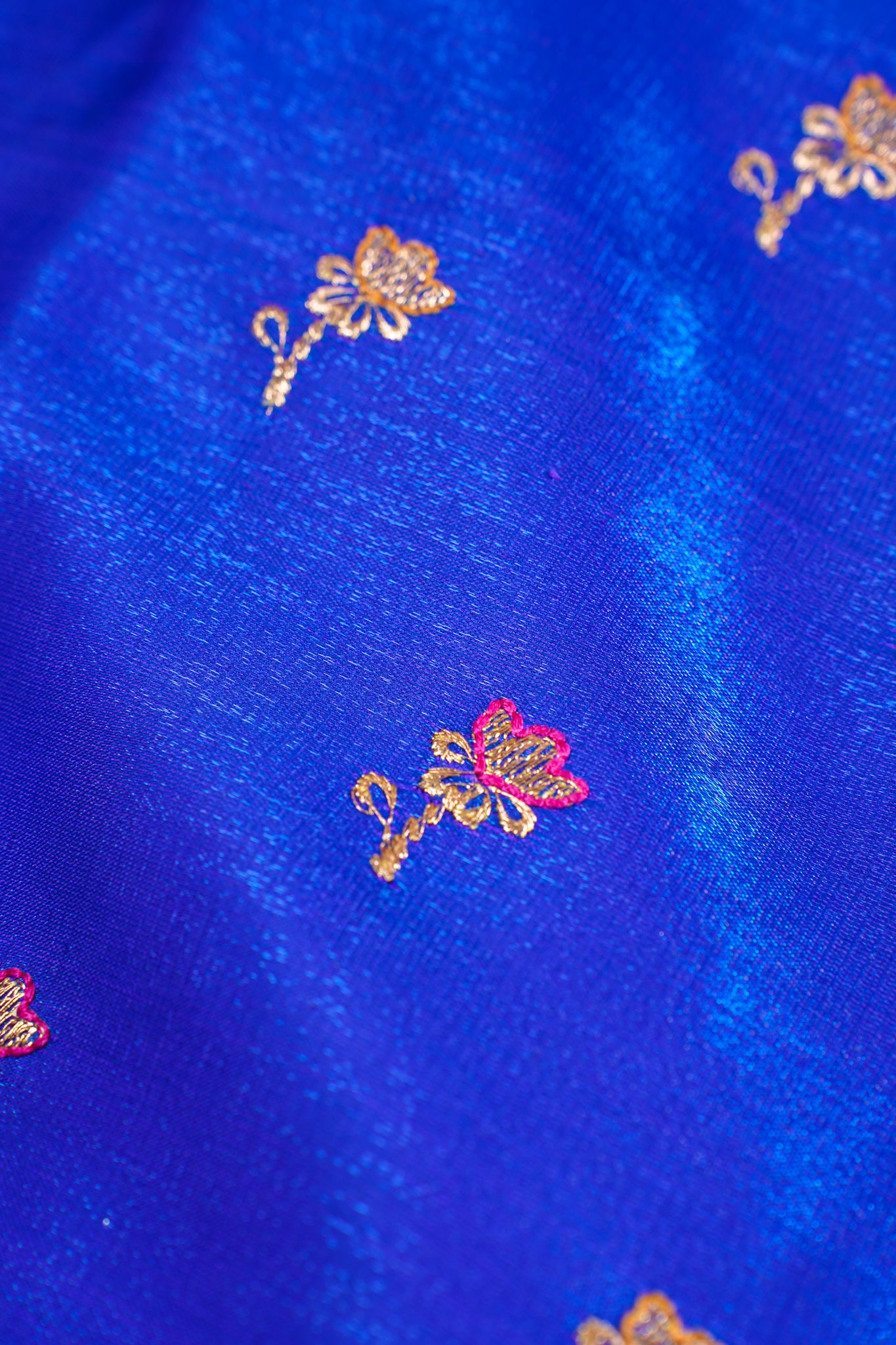Royal Blue Banarasi Satin Silk Saree with Zari Embroidery Buti Work