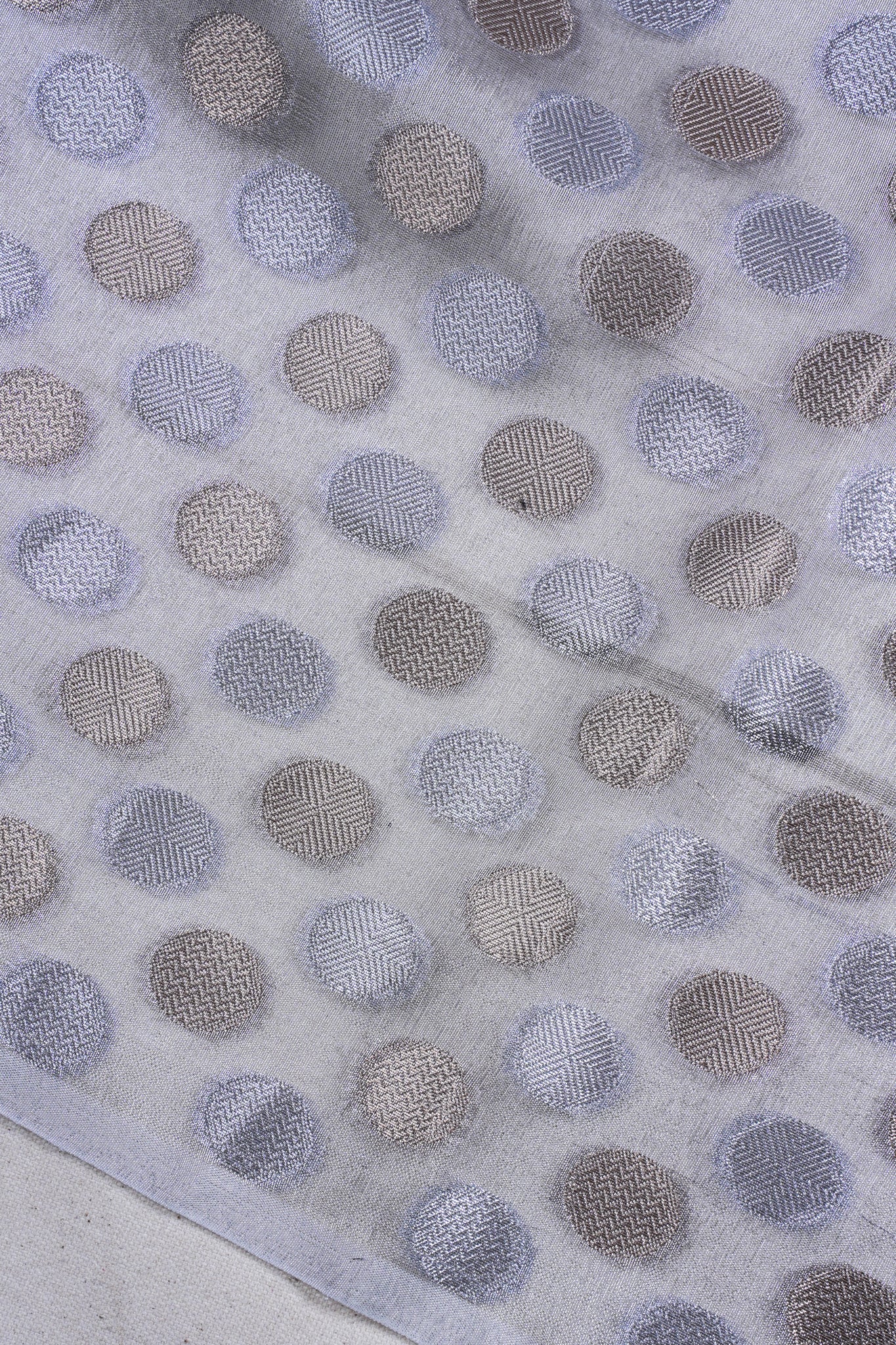 Silver Banarasi Tissue Crush Mukesh Work Saree