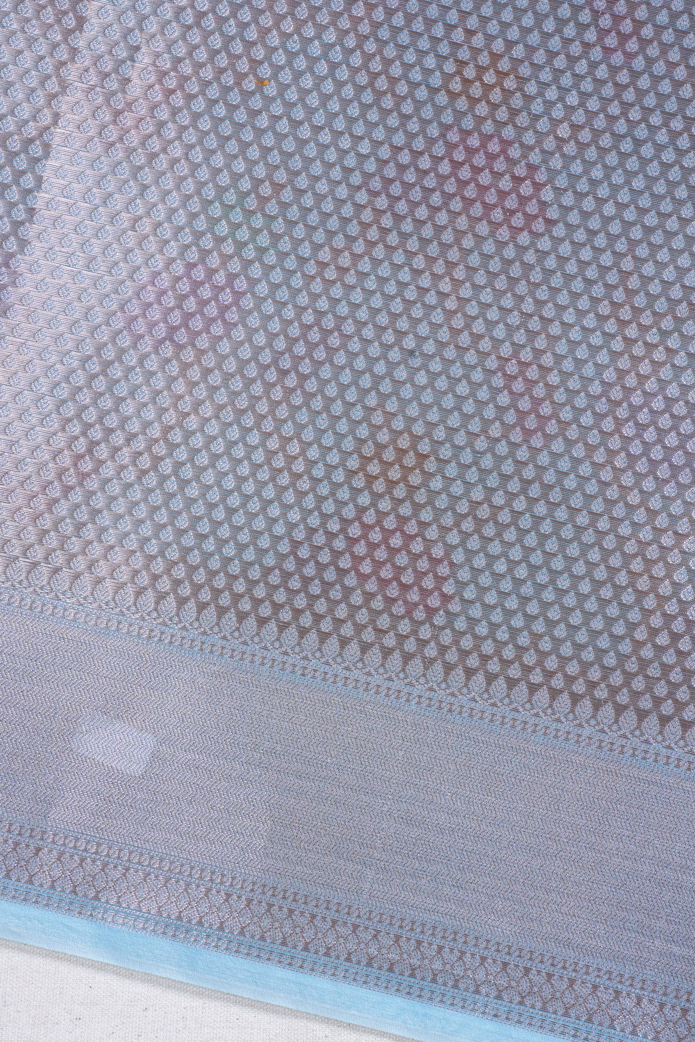 Sky Blue Organza Banarasi Tilfi Minakari Jaal Saree