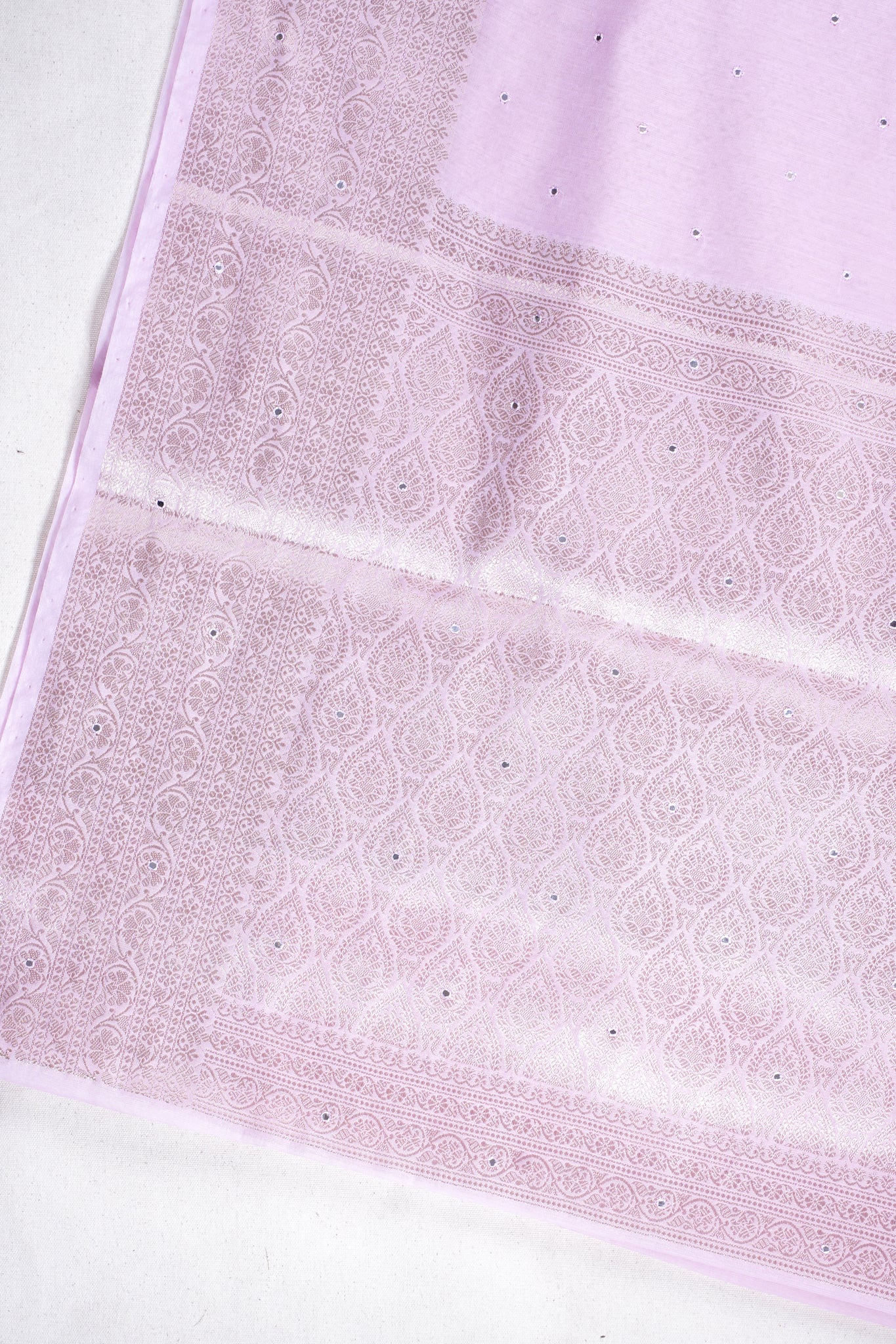 Pastel Pink Mukesh Work Linen Saree