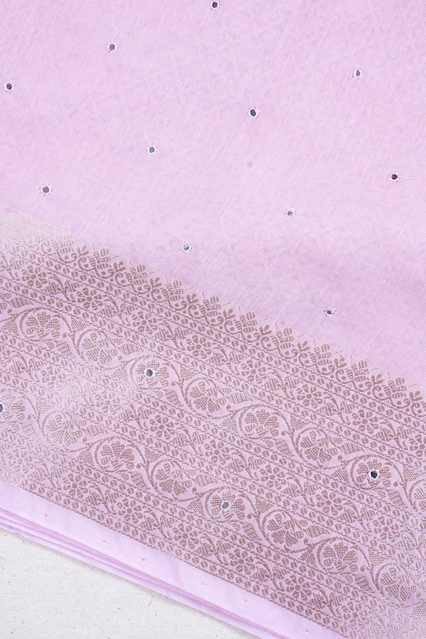Pastel Pink Mukesh Work Linen Saree