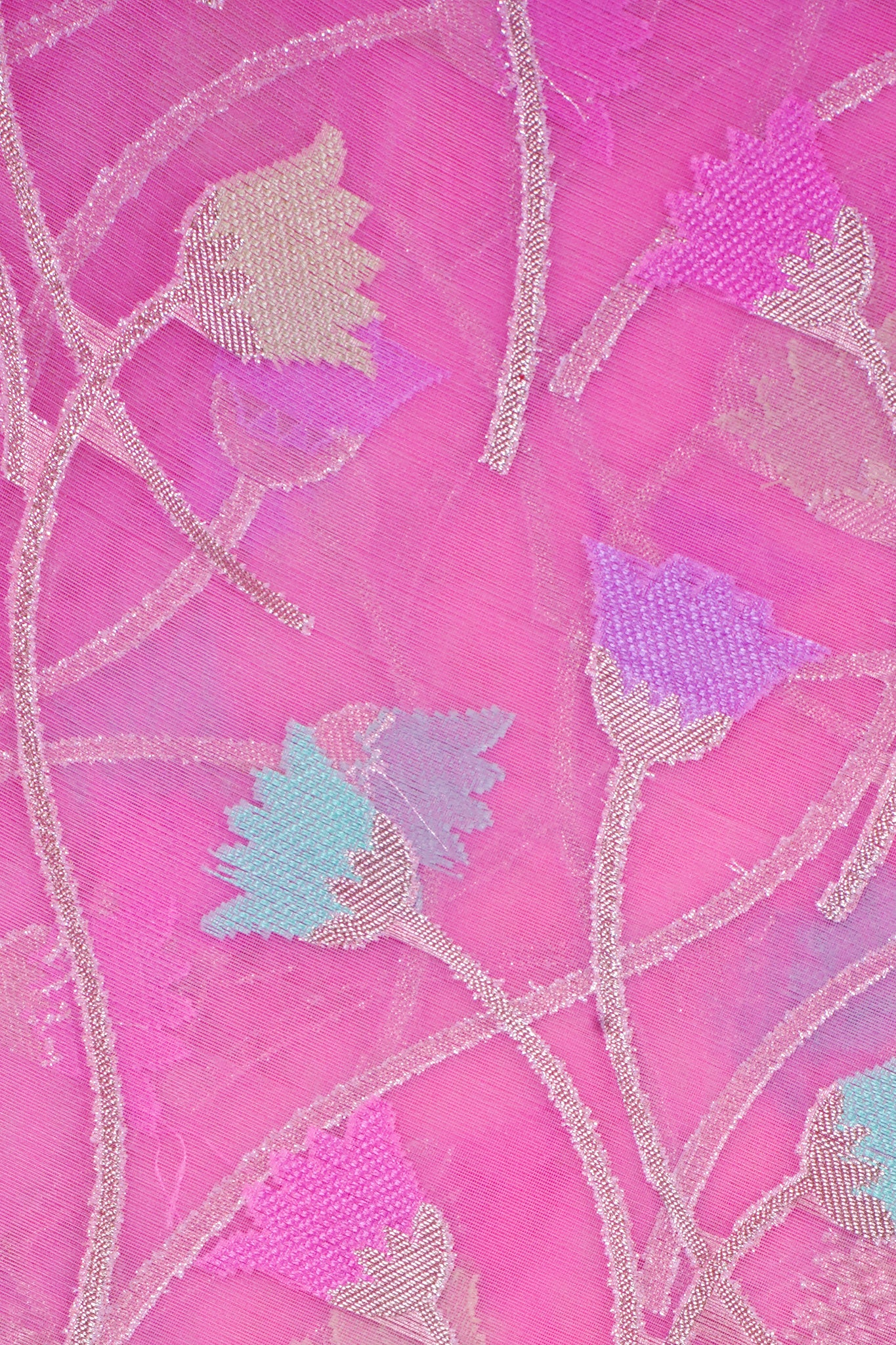 Rani Pink Organza Banarasi Tilfi Minakari Jaal Saree