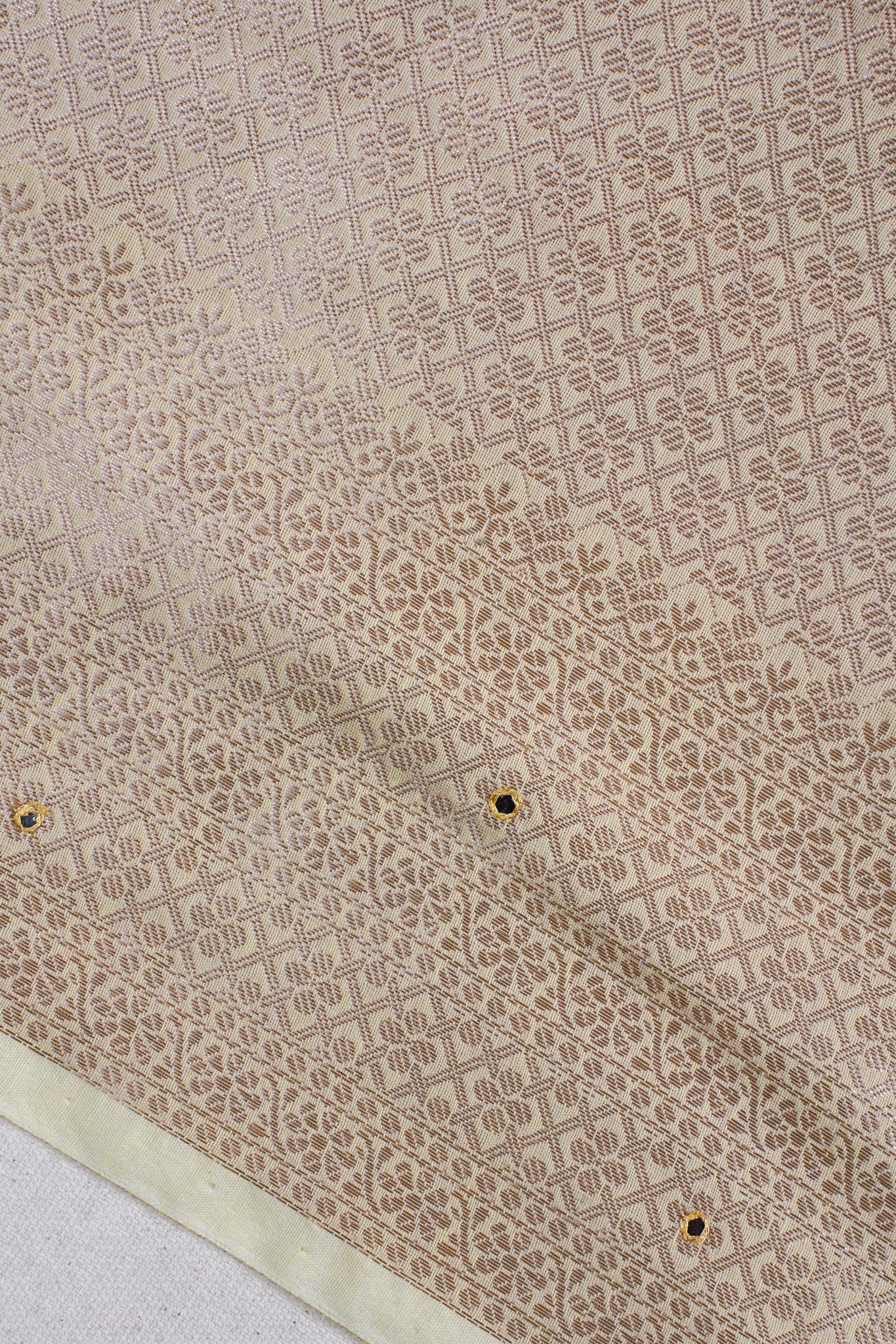 Pastel Yellow Mukesh Work Linen Saree
