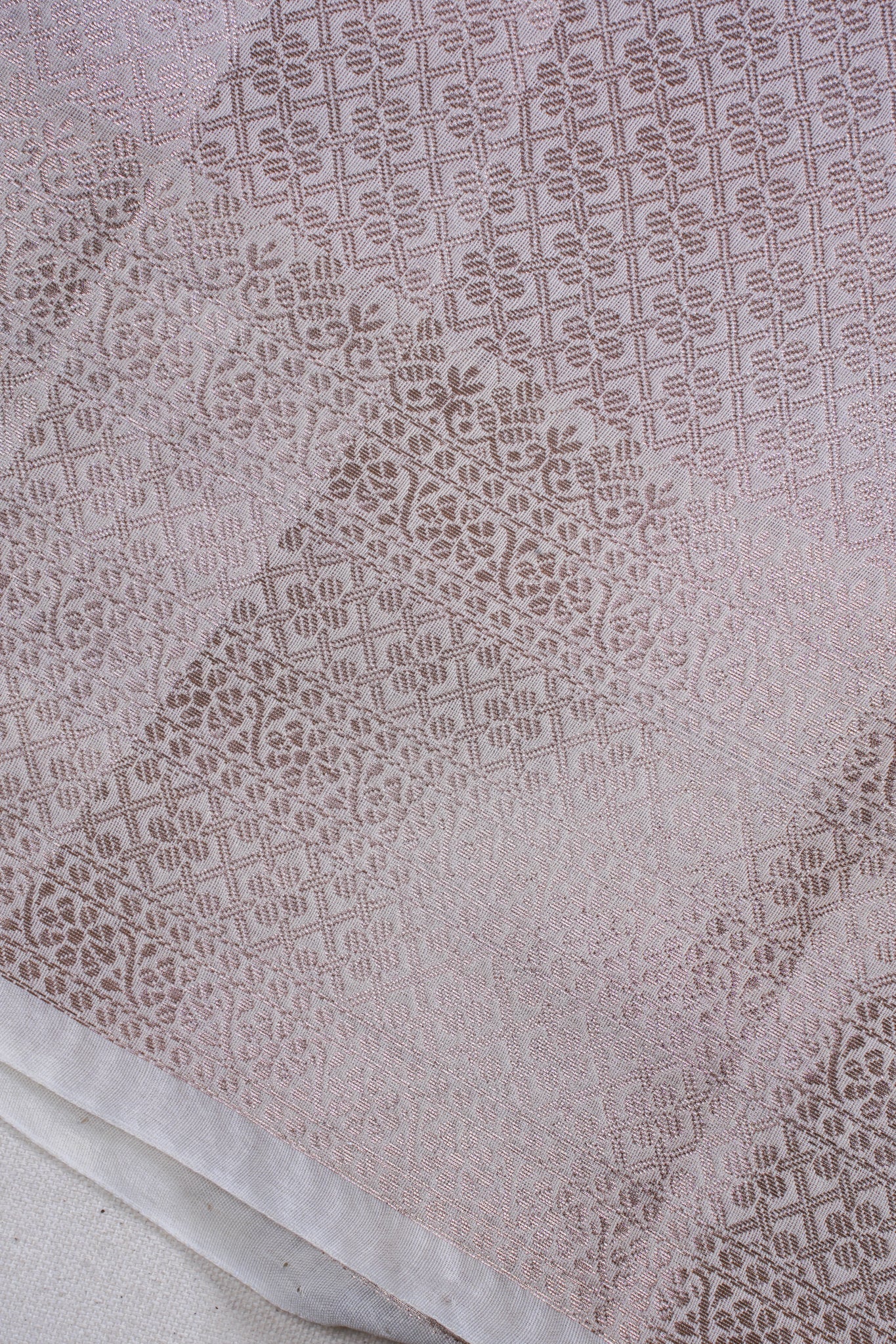 Ivory White Mukesh Work Linen Saree