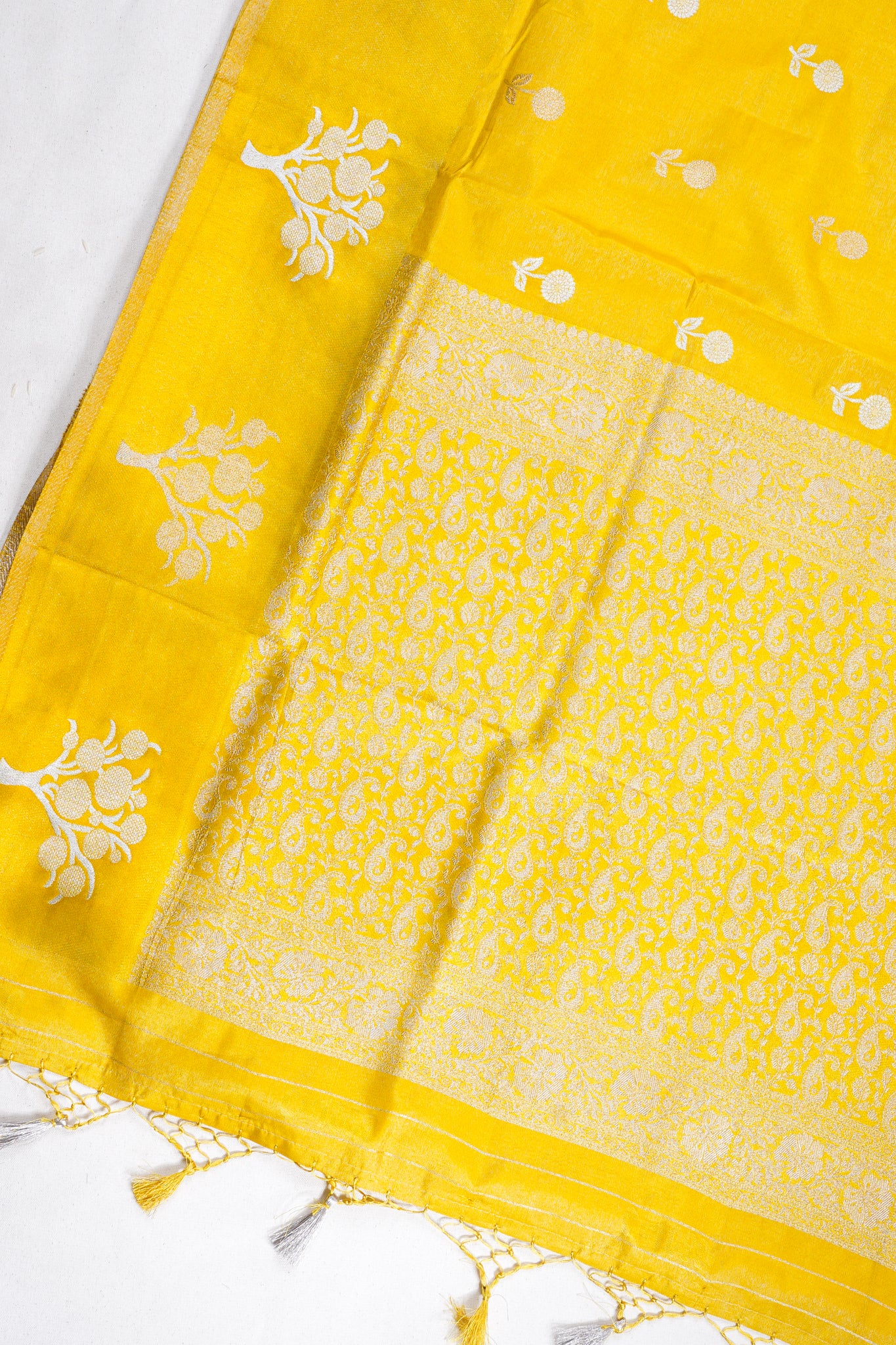 Mustard Yellow Tissue Silk Saree