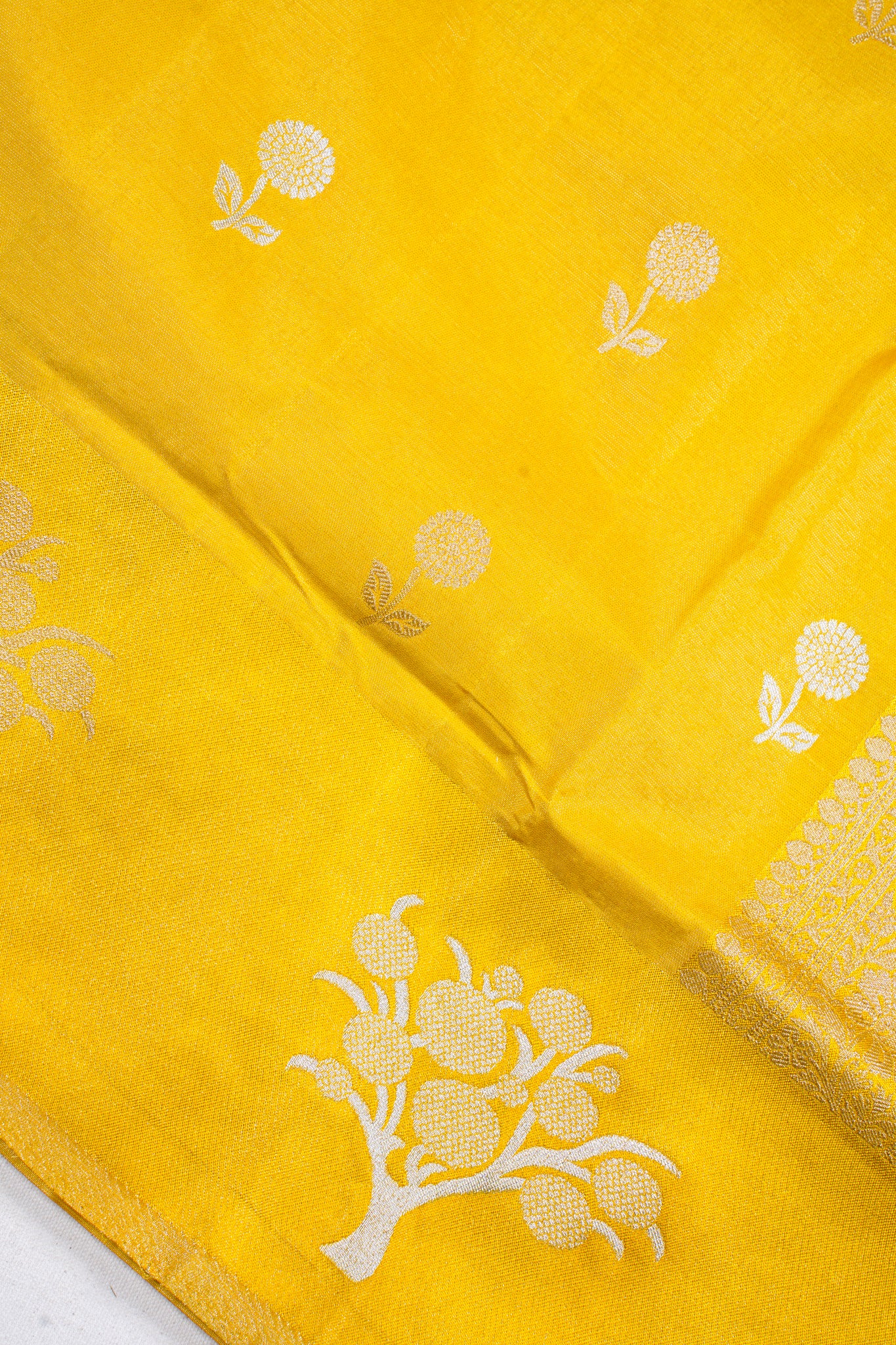 Mustard Yellow Tissue Silk Saree
