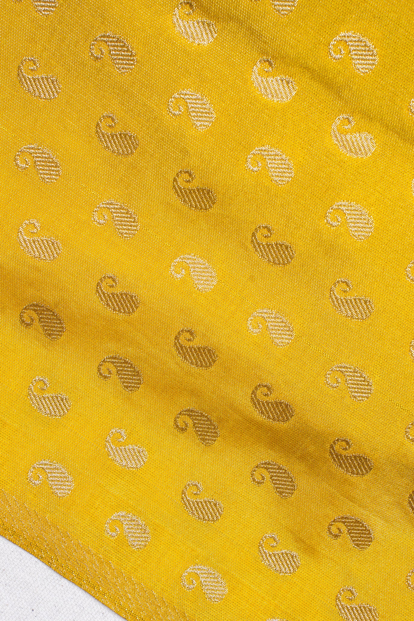 Mustard Yellow Tissue Silk Saree