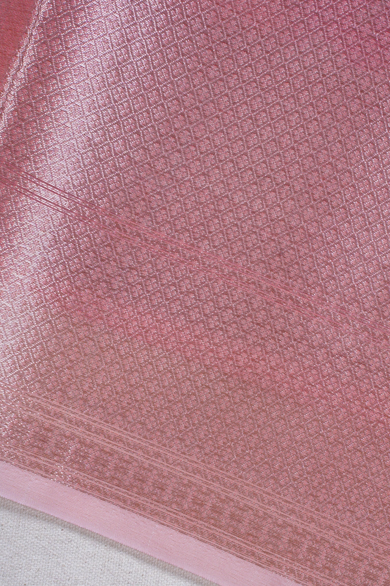 Peach Pink Organza Banarasi Tilfi Minakari Jaal Saree