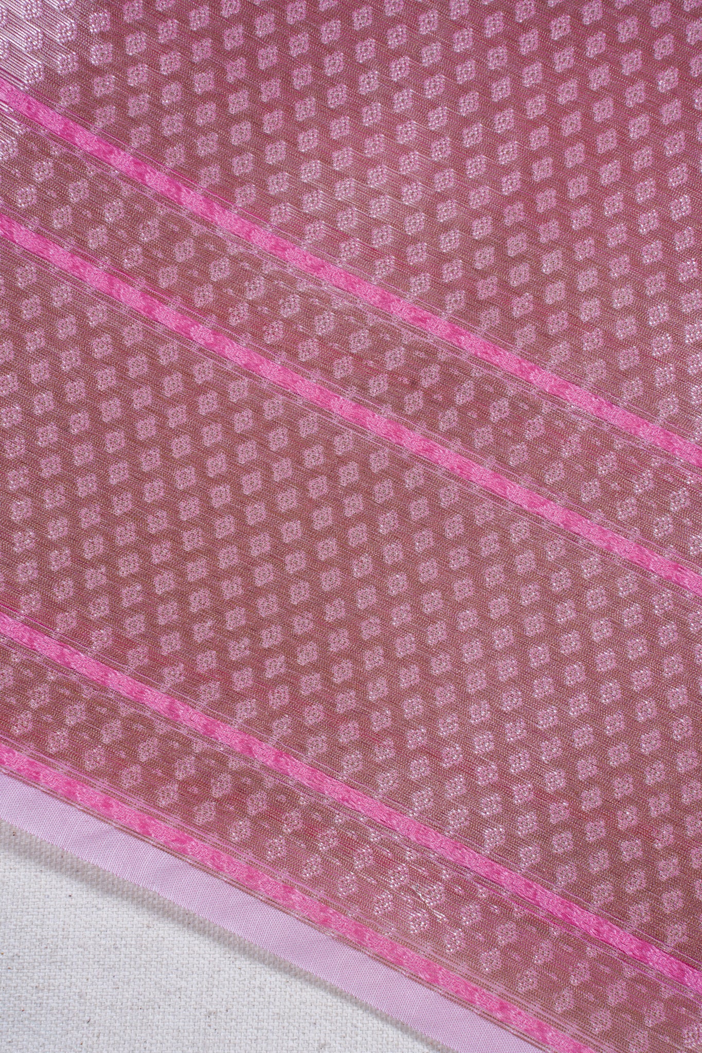 Baby Pink Organza Banarasi Tilfi Minakari Jaal Saree