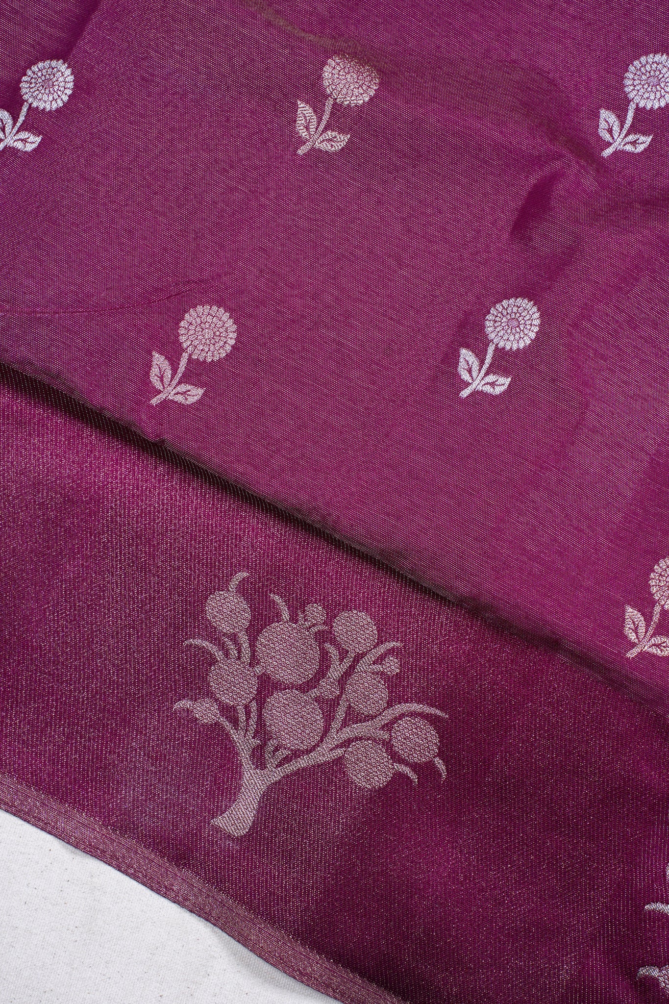 Wine Purple Tissue Silk Saree