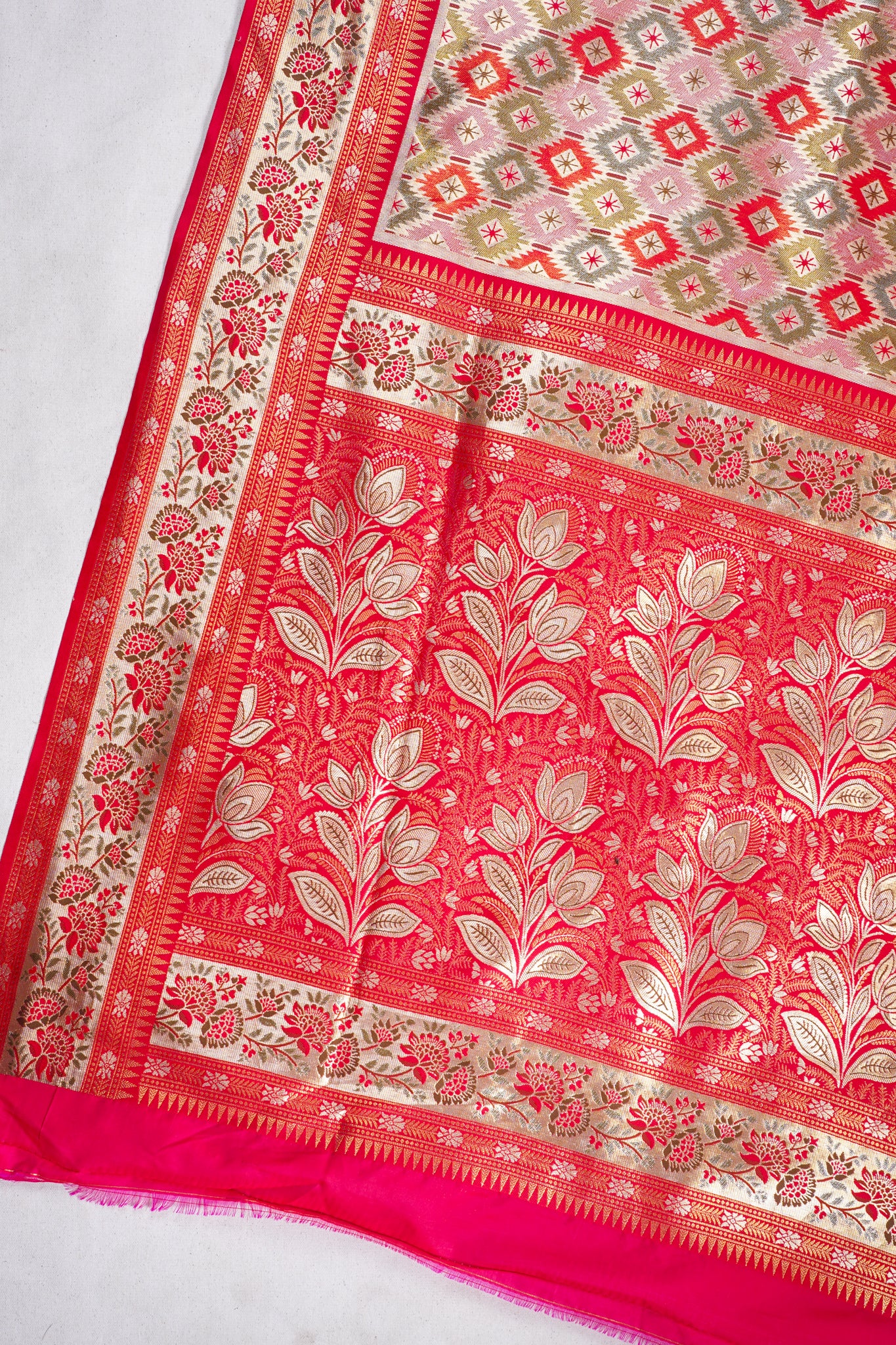 Red & Gold Brocade Banarasi Khimkhab Saree