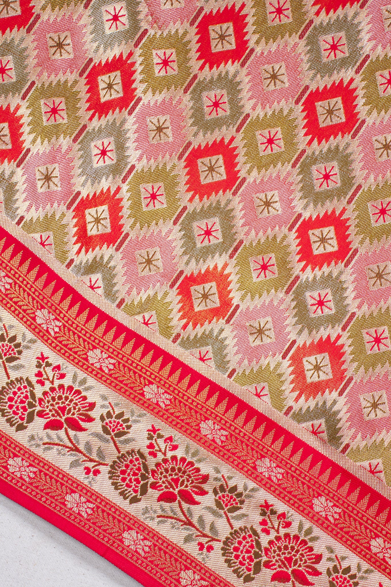 Red & Gold Brocade Banarasi Khimkhab Saree