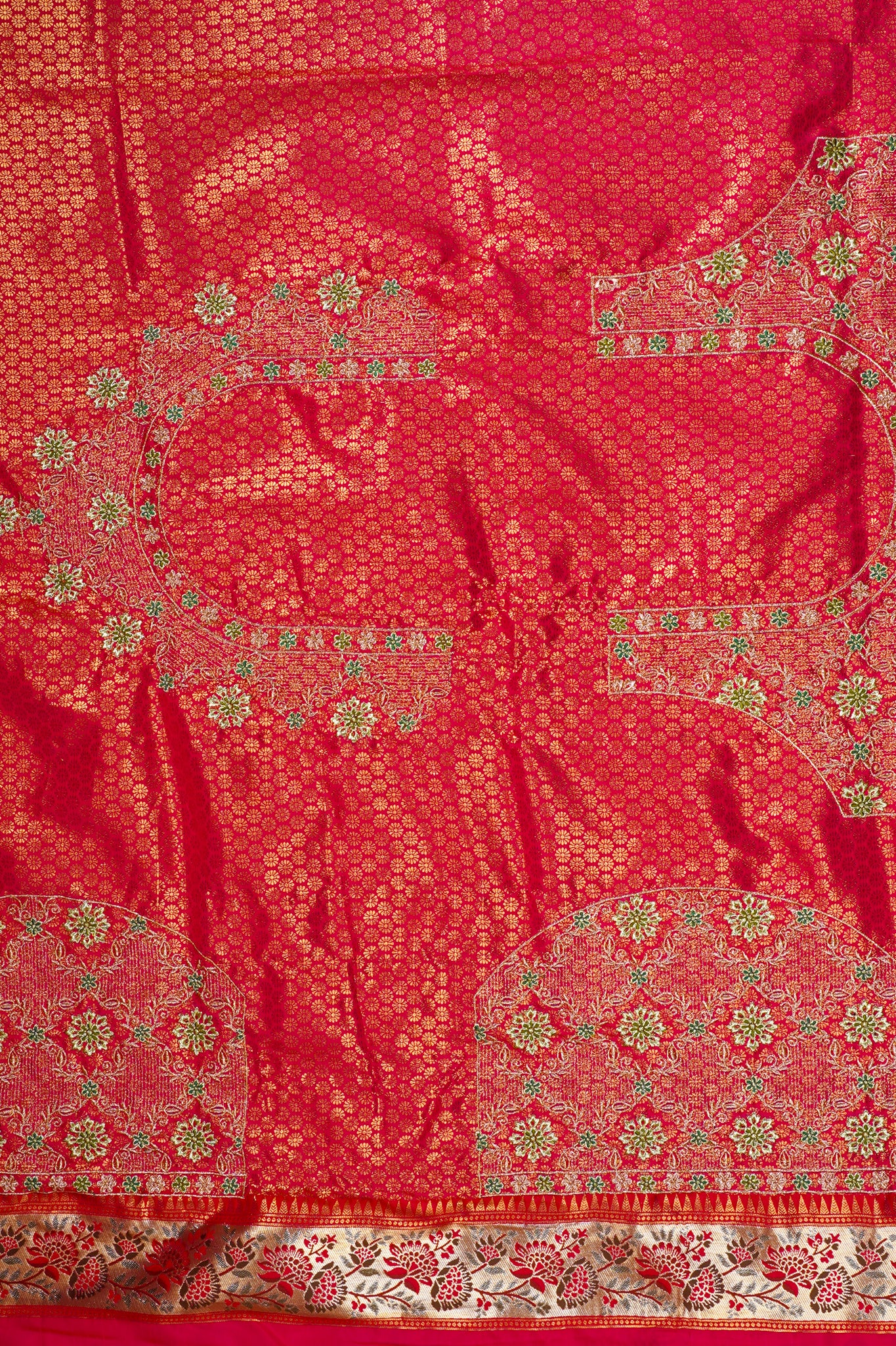 Red & Gold Brocade Banarasi Khimkhab Saree