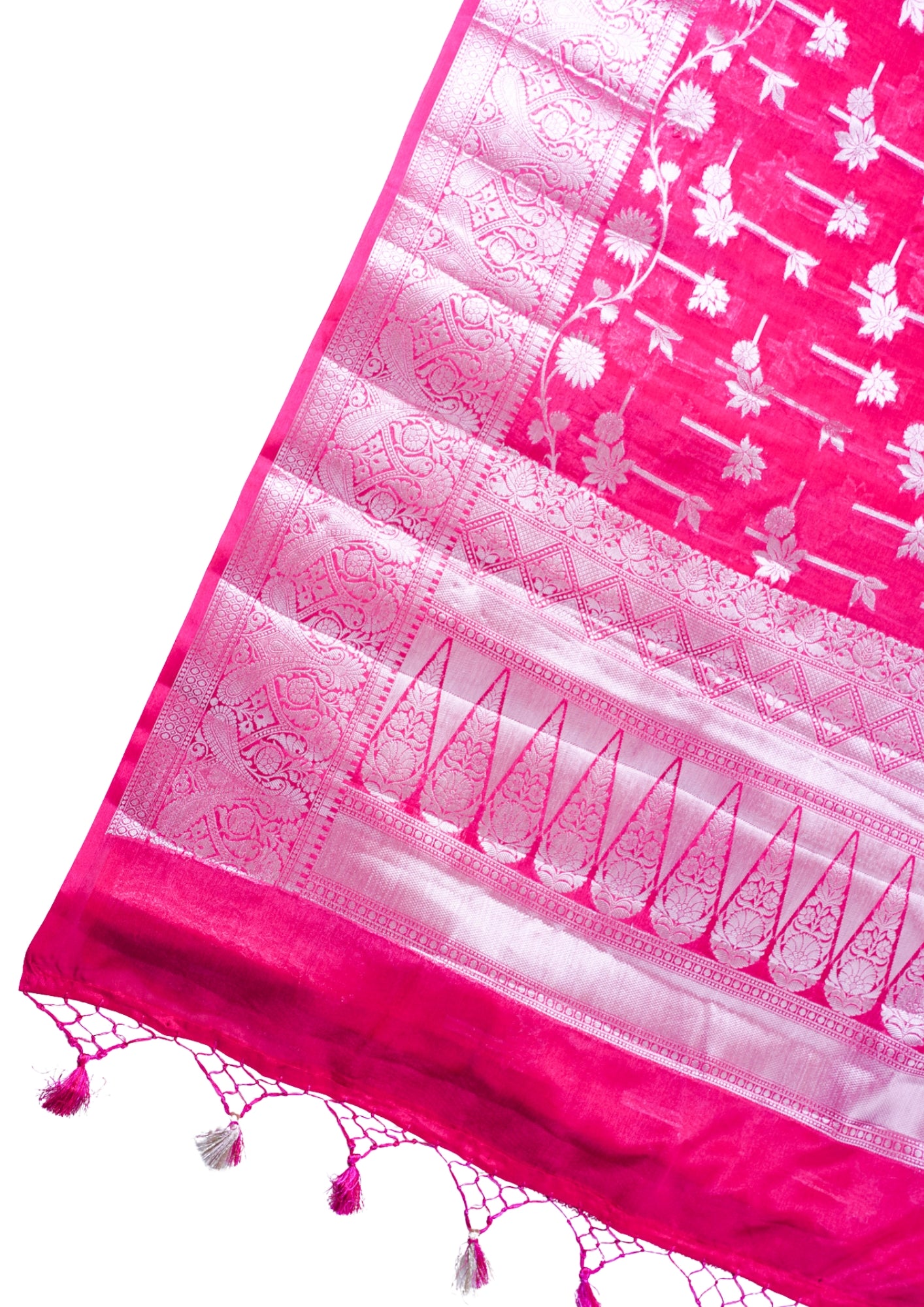 Hot Pink Warm Silk Banarasi Buta Saree