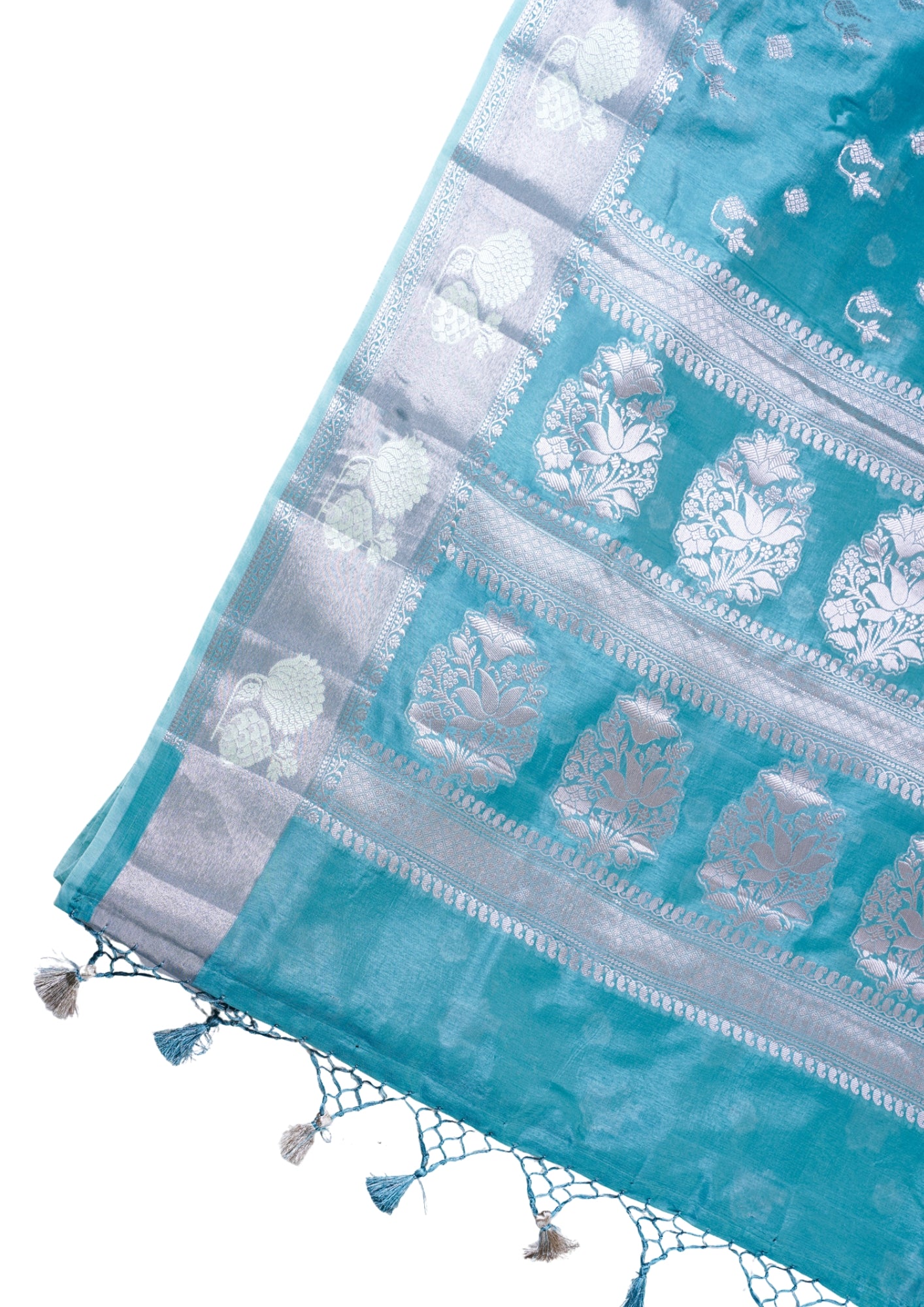 Teal Blue Warm Silk Banarasi Premium Saree