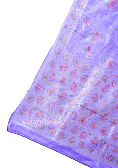 Lavender Rose Chinya Silk Minakari Jaal Saree