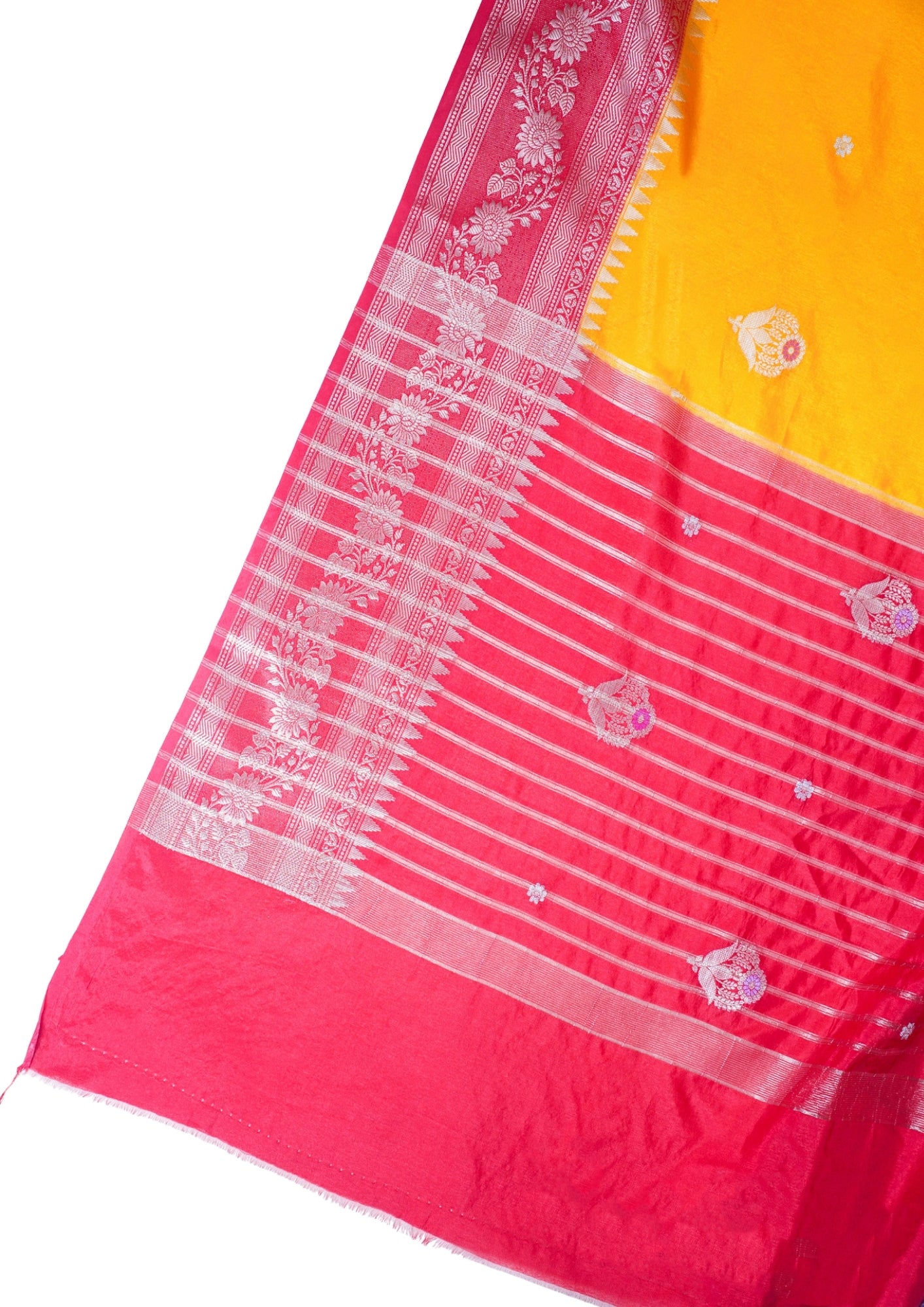 Mustard Yellow Handloom Banarasi Matka Silk Saree