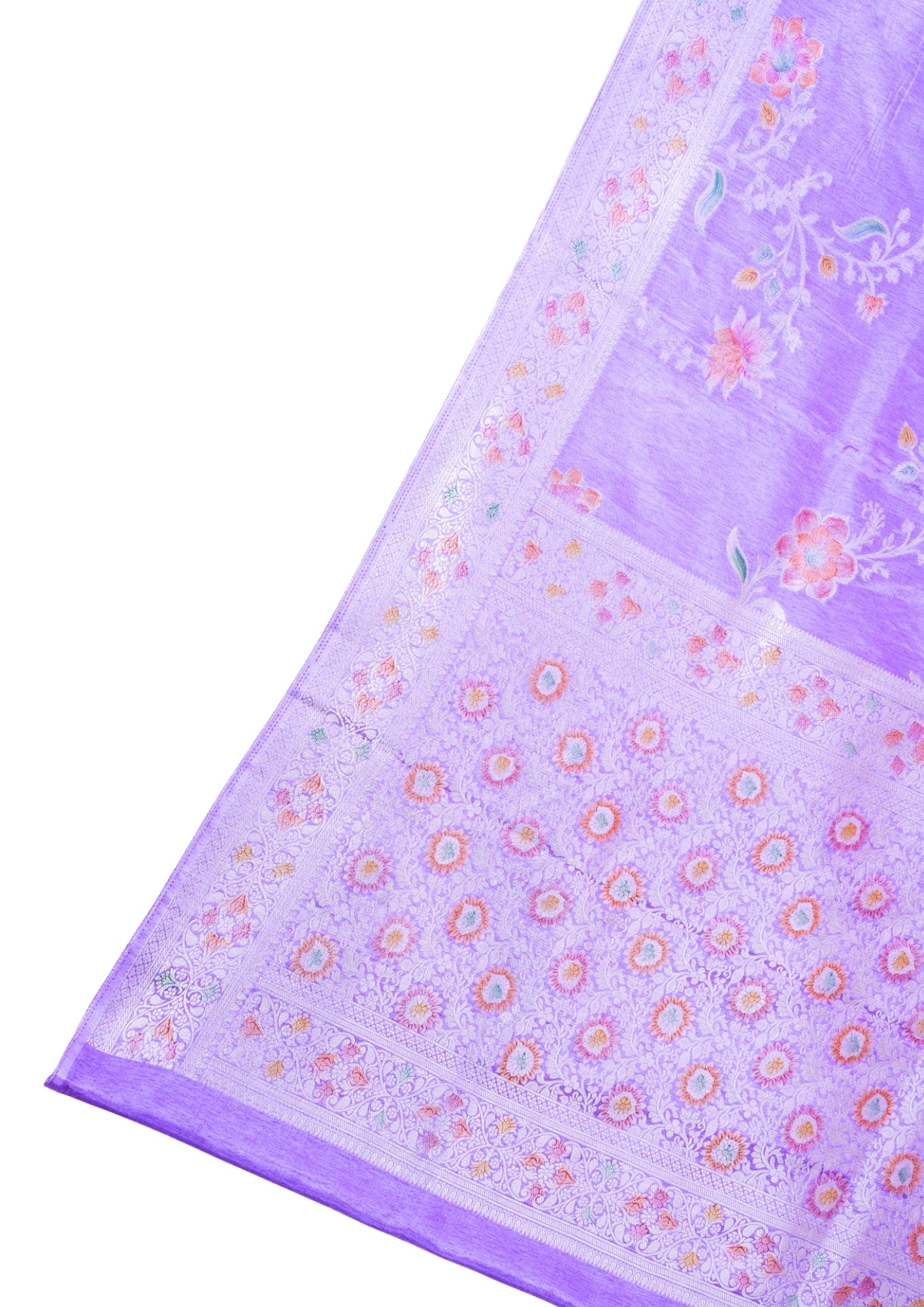 Lavender Chinya Silk Minakari Jaal Saree