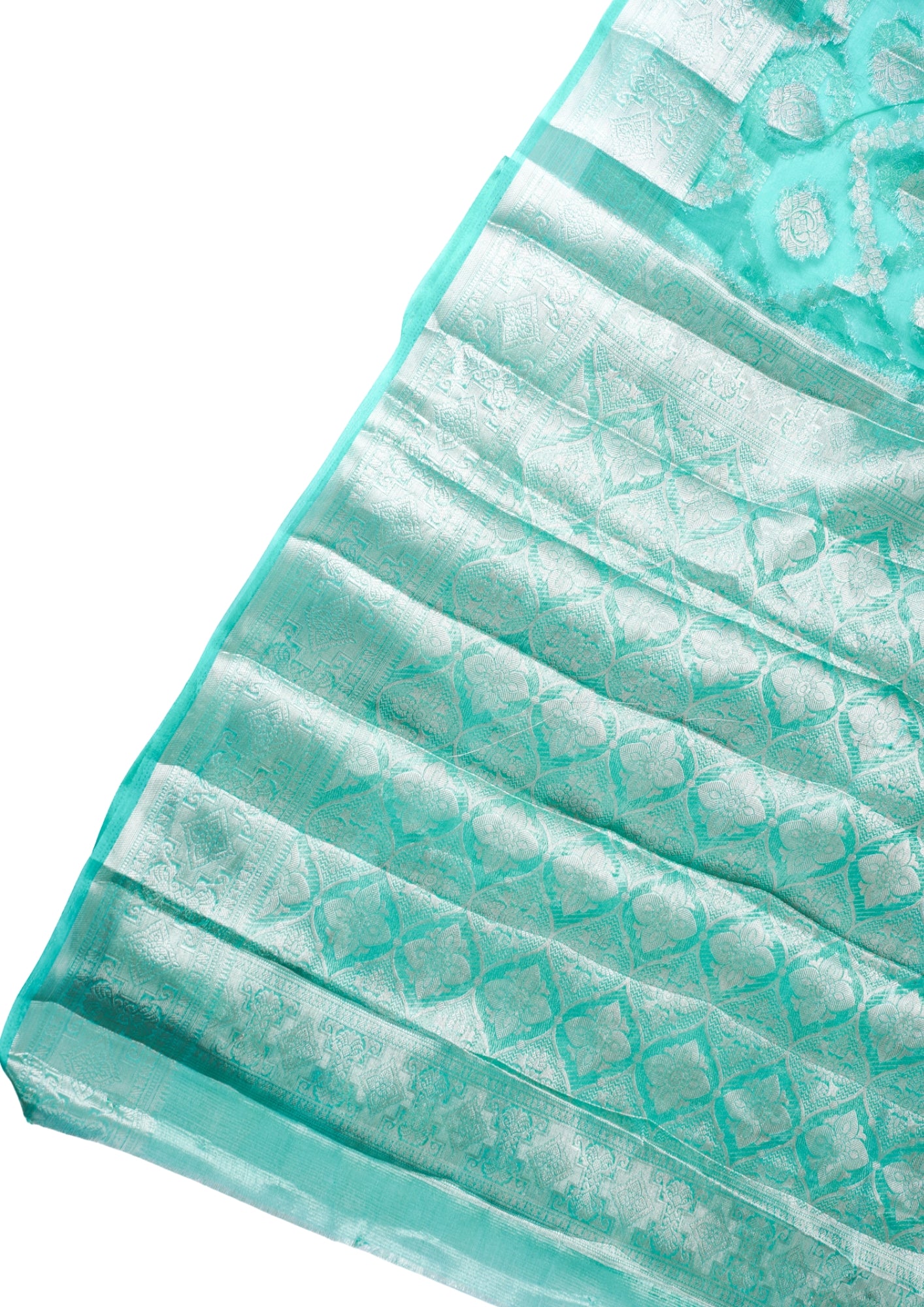 Mint Green Organza Banarasi Floral Weaving Saree
