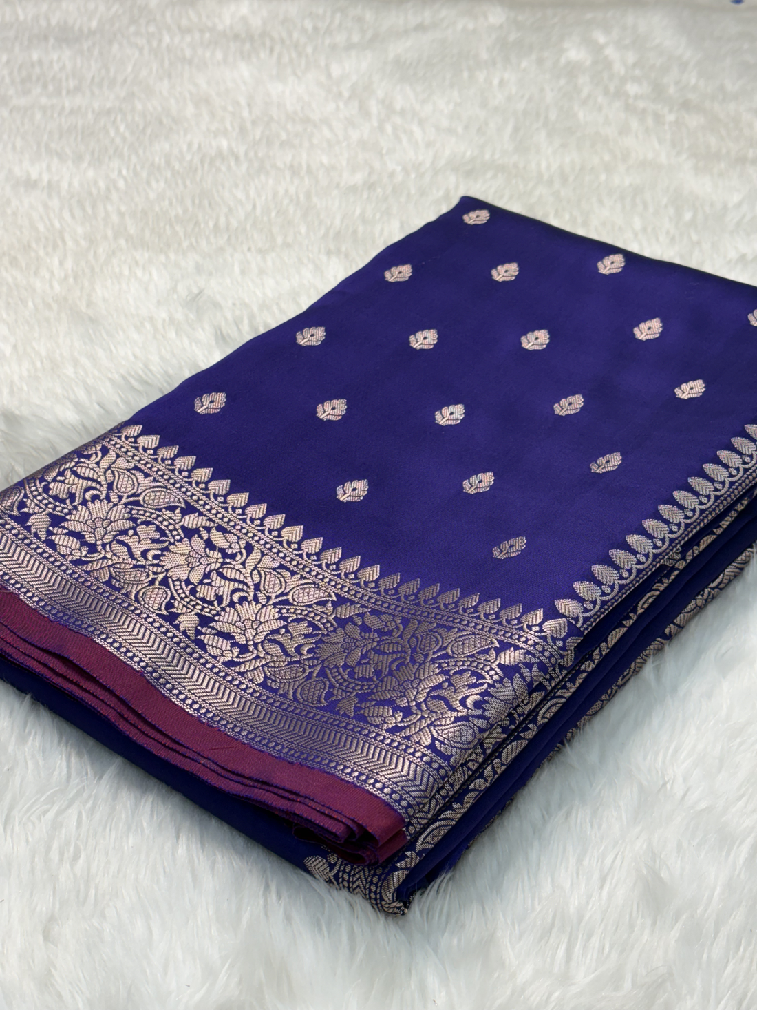 Royal Blue Katan Silk Banarasi Buti Saree
