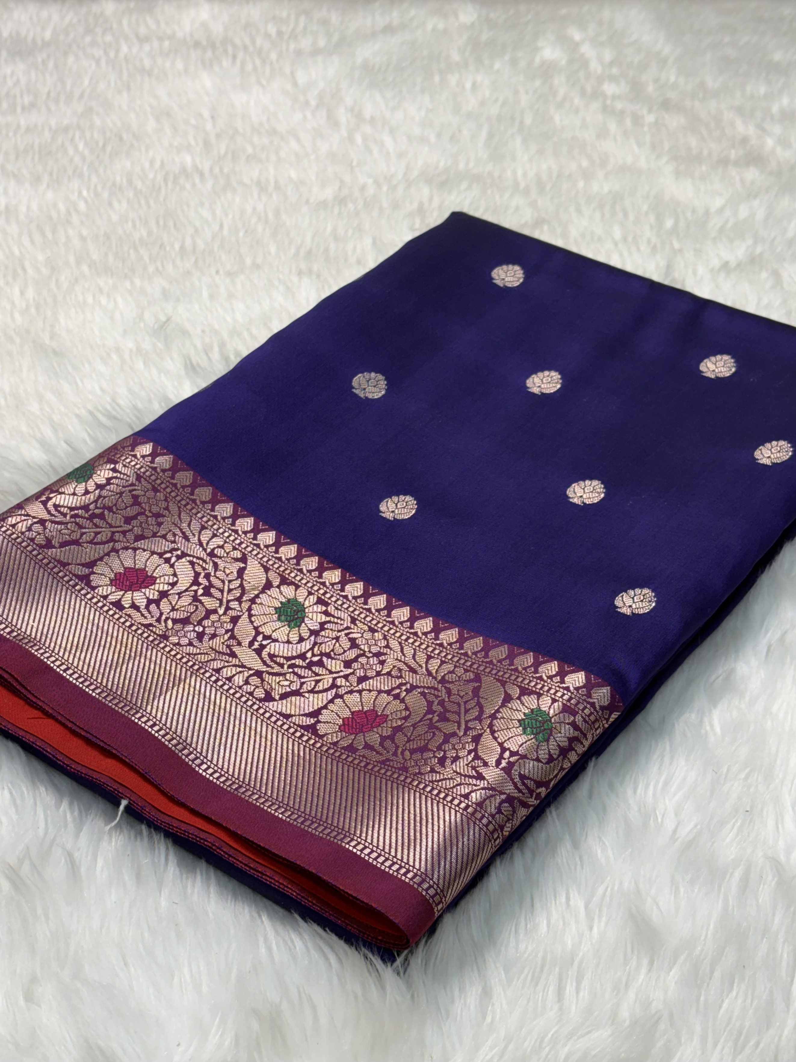 Royal Amethyst Purple Banarasi Minakari Border Katan Silk Buti Weaving Saree
