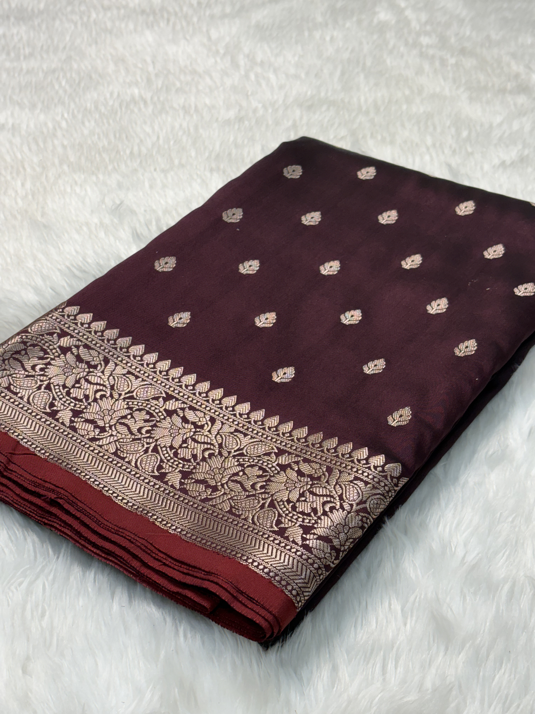 Vintage Wine Purple Katan Silk Banarasi Buti Saree
