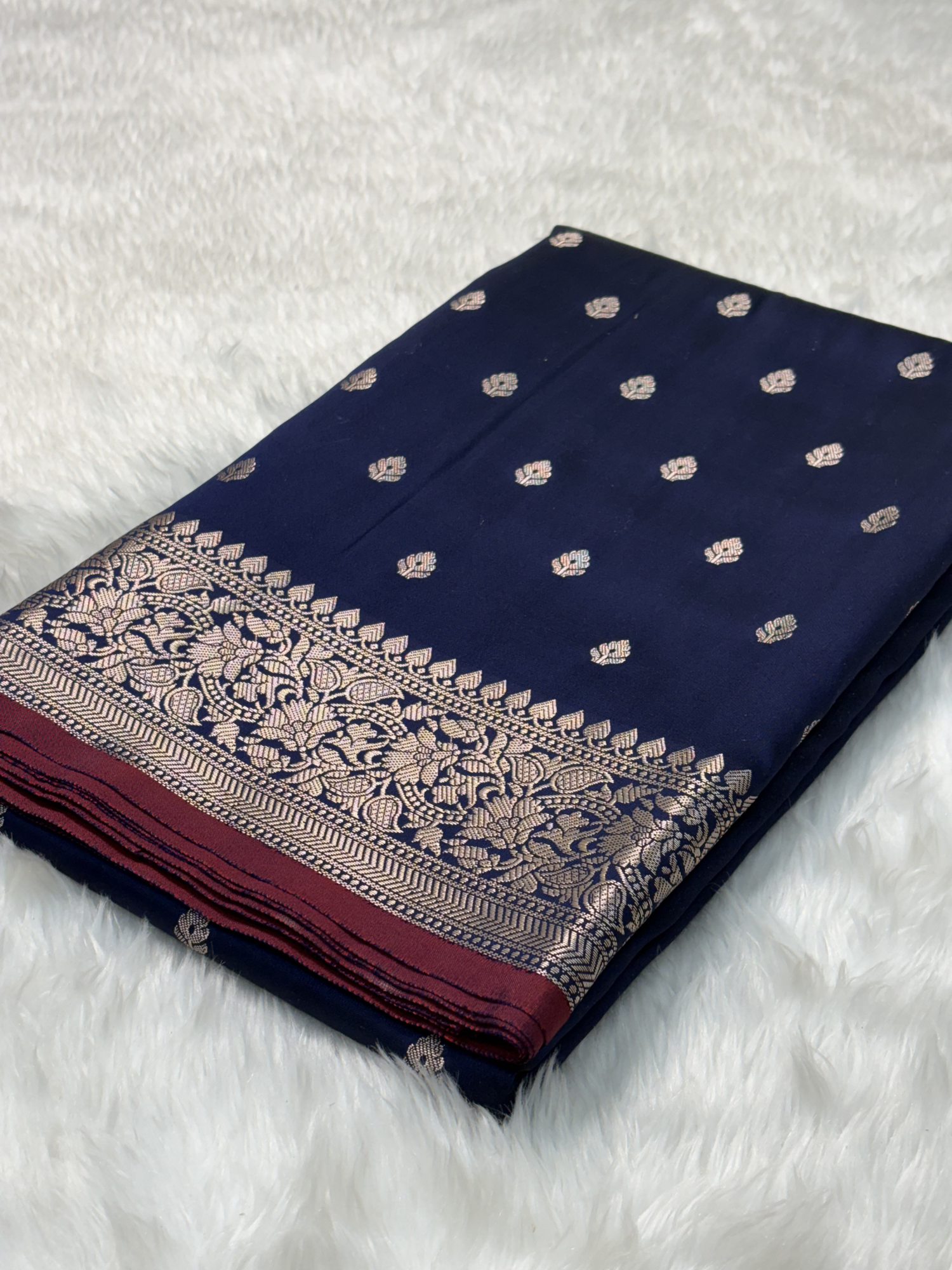 Royal Navy Blue Katan Silk Banarasi Buti Saree