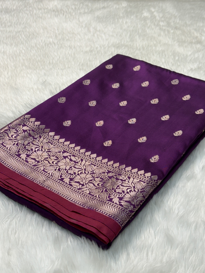Royal Orchid Purple Katan Silk Banarasi Buti Saree