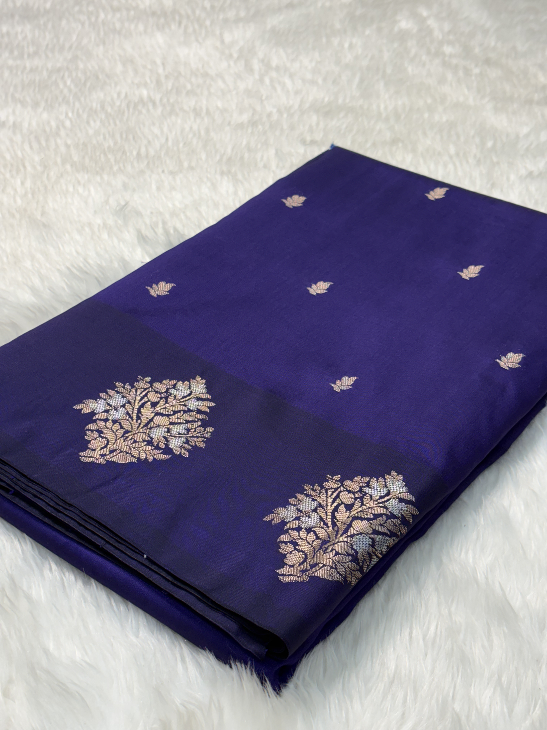 Royal Amethyst Purple Banarasi Katan Silk Saree with Satin Border