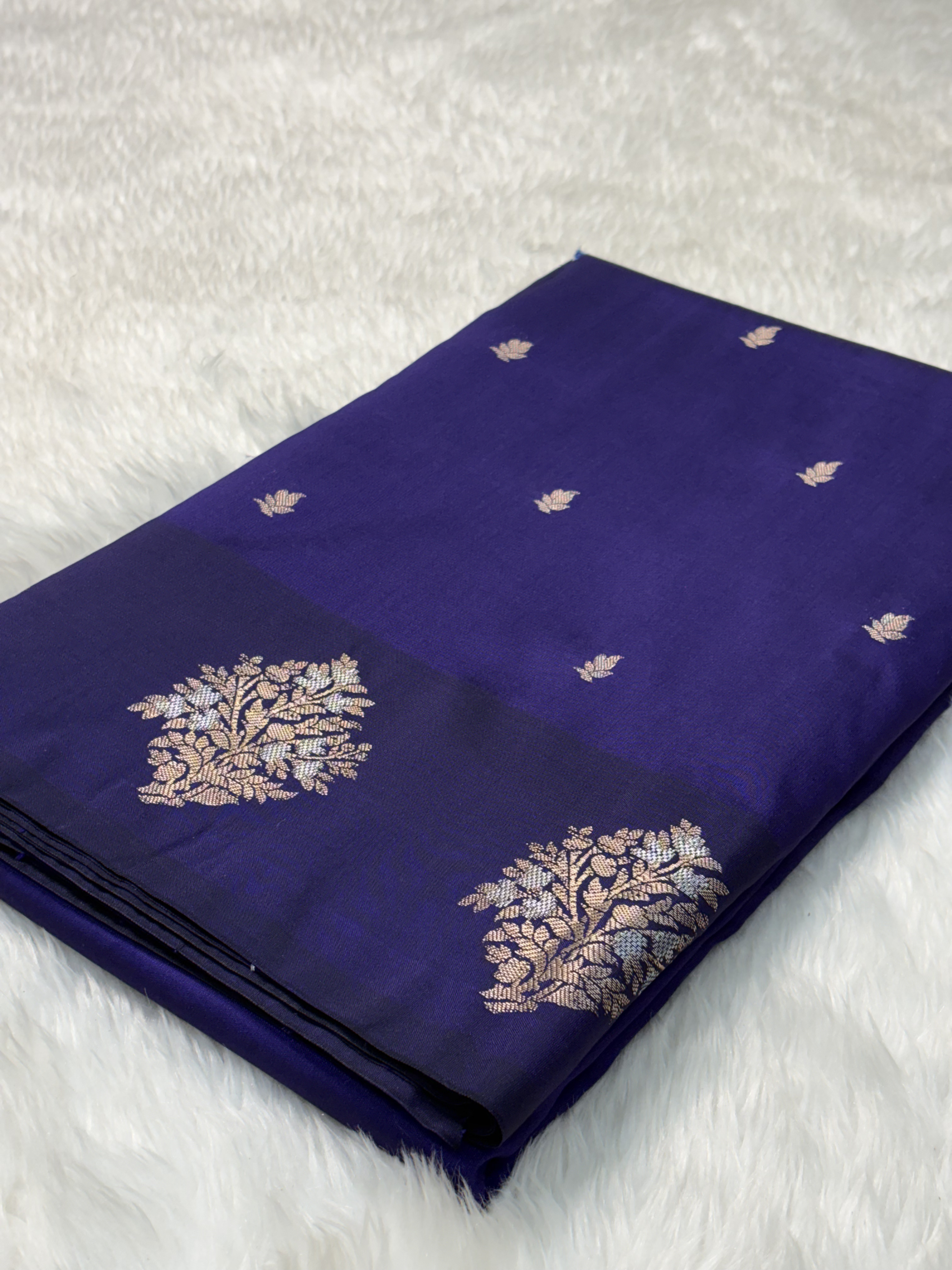 Royal Amethyst Purple Banarasi Katan Silk Saree with Satin Border