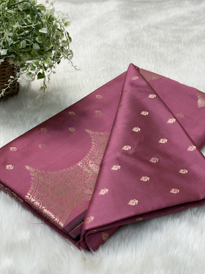 Royal Dusty Pink Scallops Border Banarasi Katan Buti Saree
