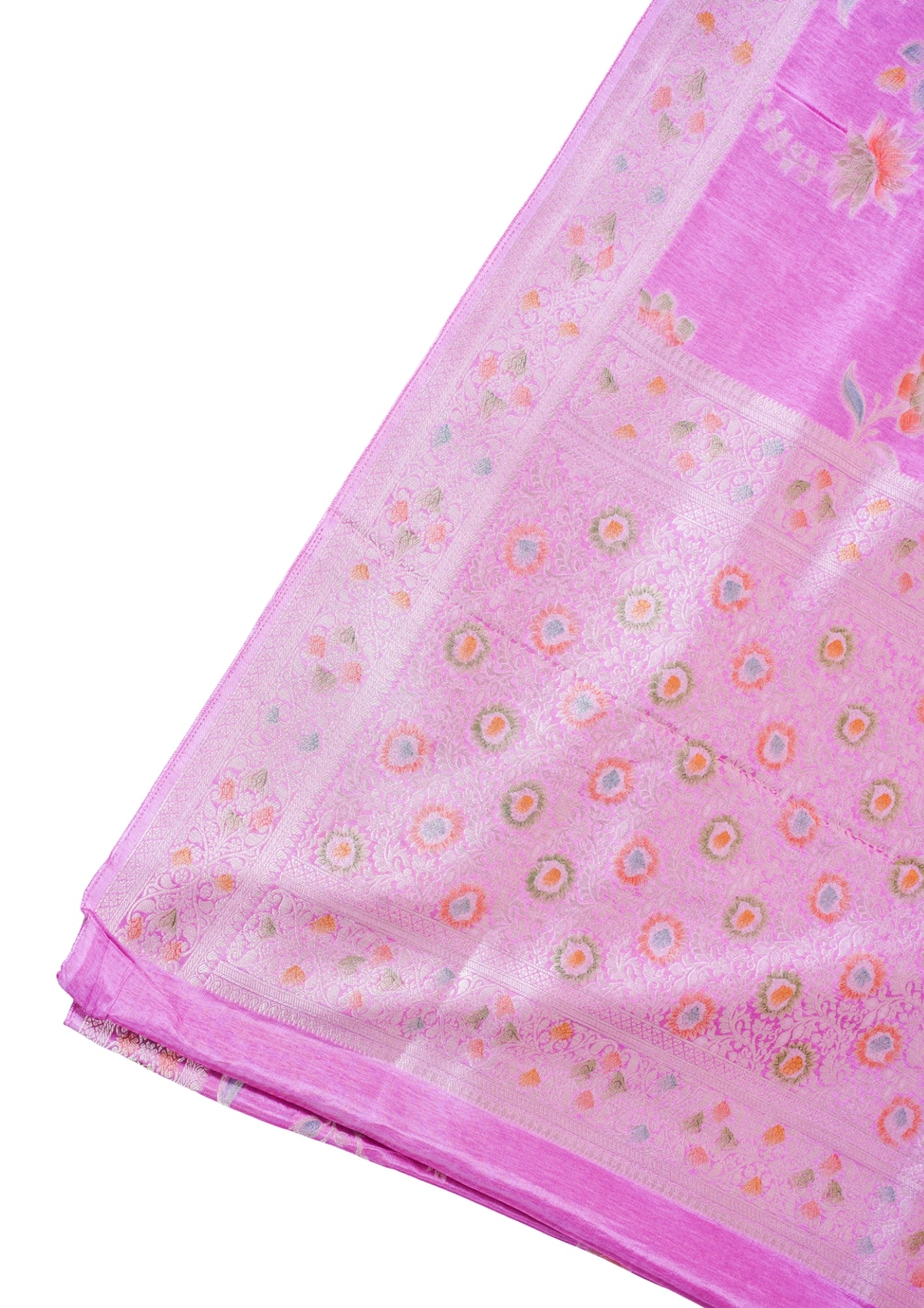 Baby Pink Chinya Silk Minakari Jaal Saree