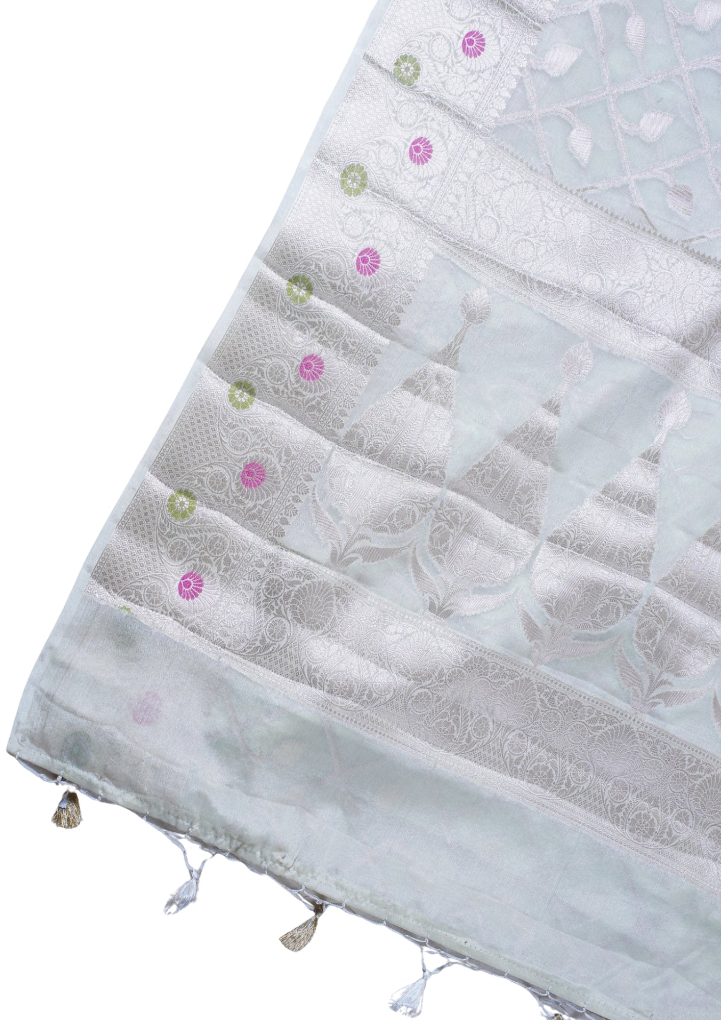 Ice Blue Warm Silk Banarasi Minakari Jaal Saree