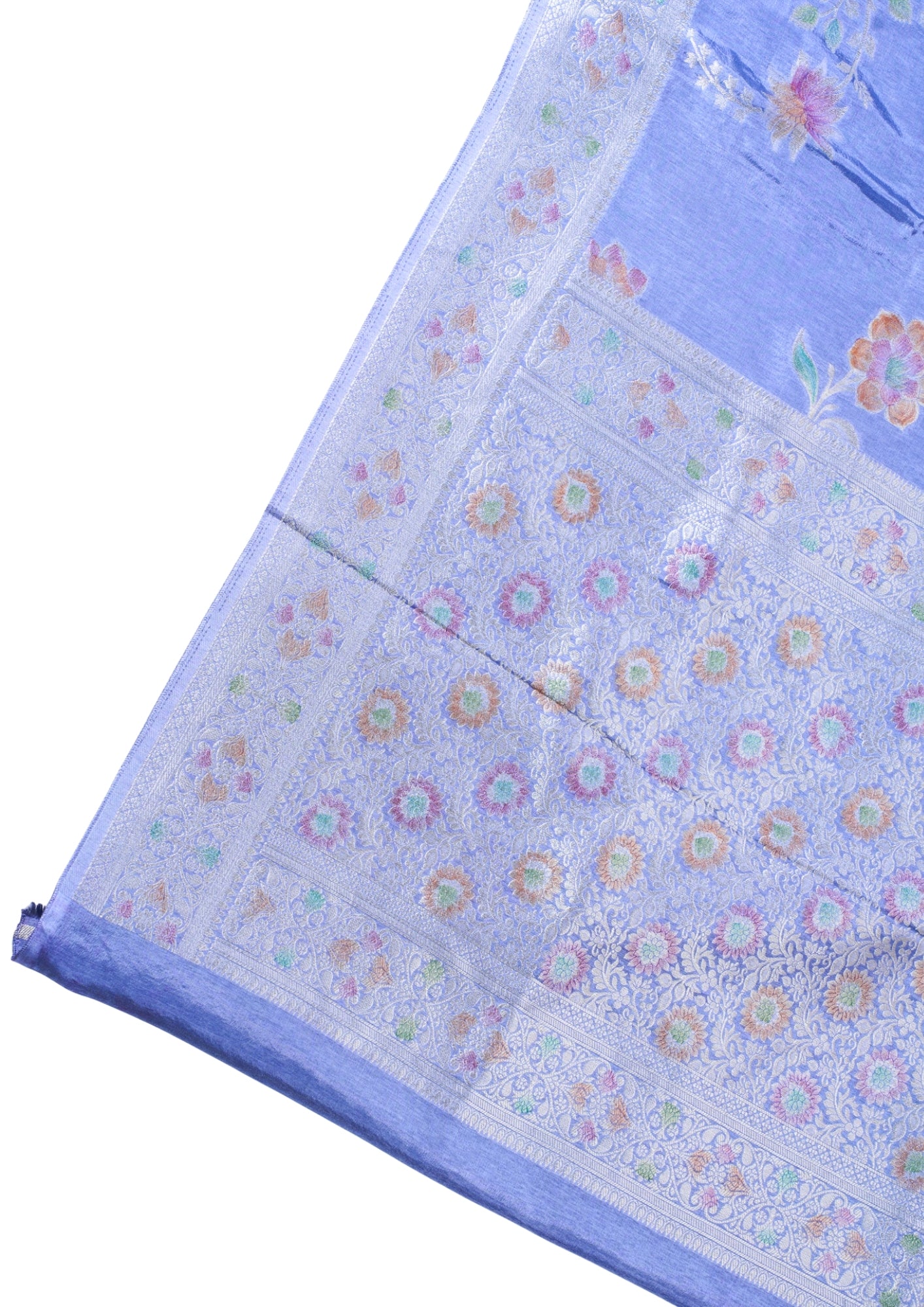 Periwinkle Blue Chinya Silk Minakari Jaal Saree