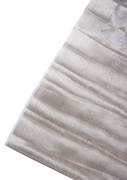 Ivory Organza Banarasi Jaal Weaving Saree